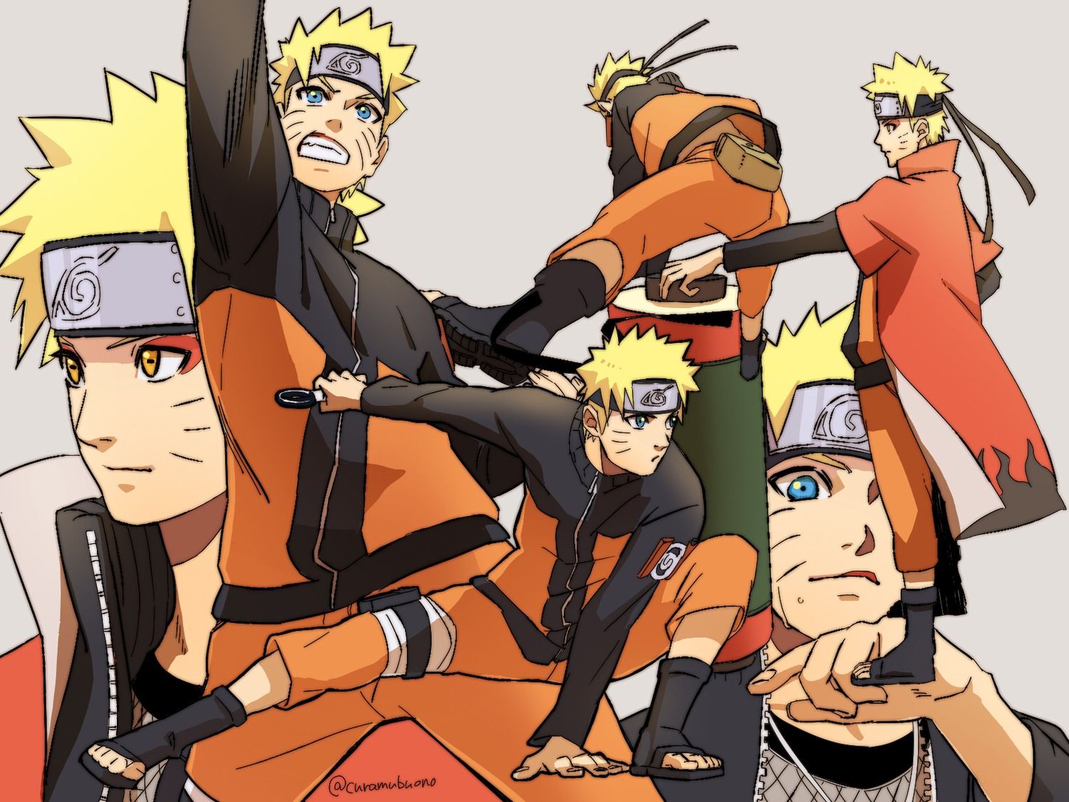 Naruto Uzumaki pose multiple, 1500x1125 720p, Laptop
