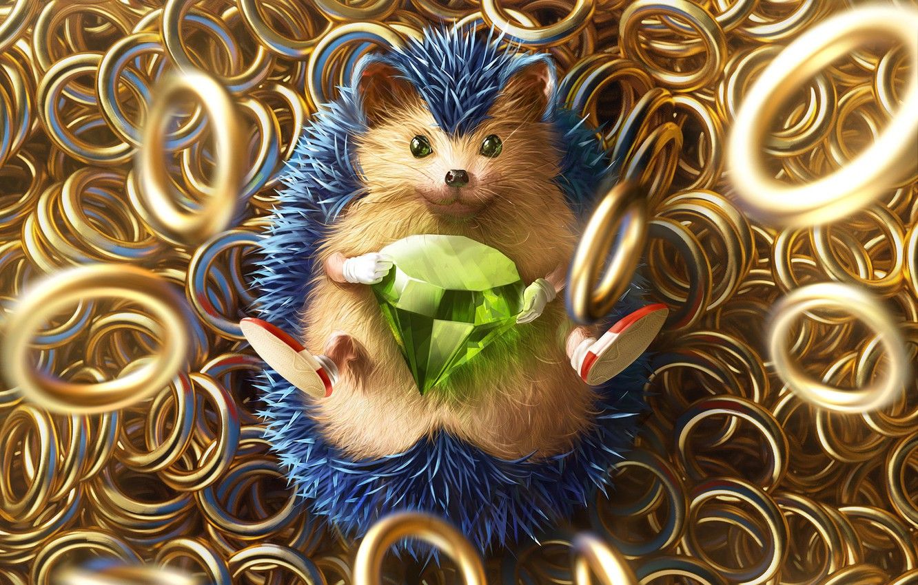 Sonic riccio realistico anelli oro, 1332x850 720p, PC