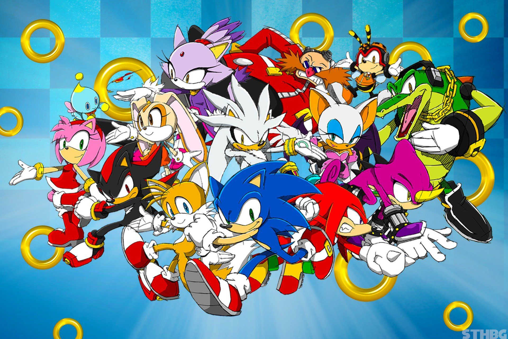 Personaggi Sonic the Hedgehog gruppo, Sega, 1920x1280 WUXGA, Desktop