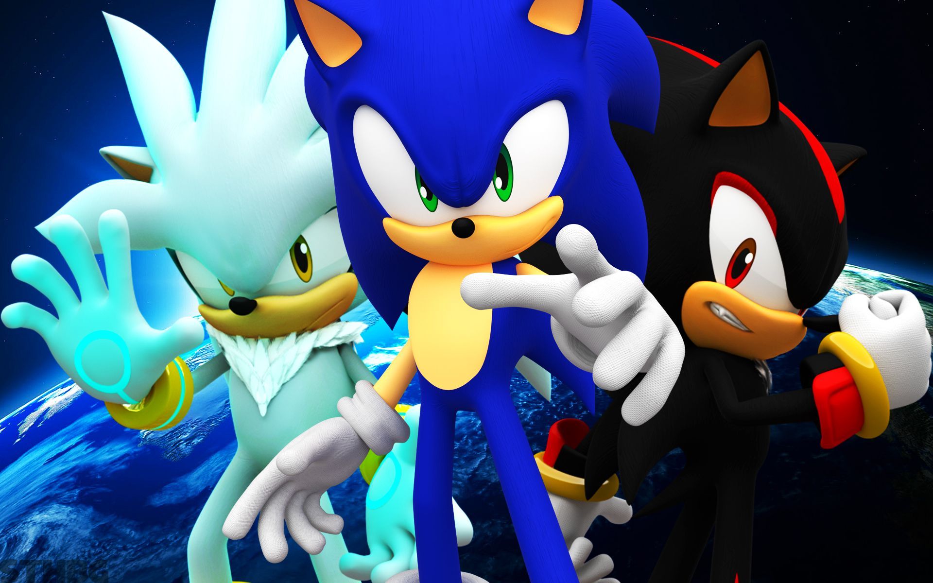 Sonic, Silver e Shadow, 1920x1200 Full HD+, Desktop