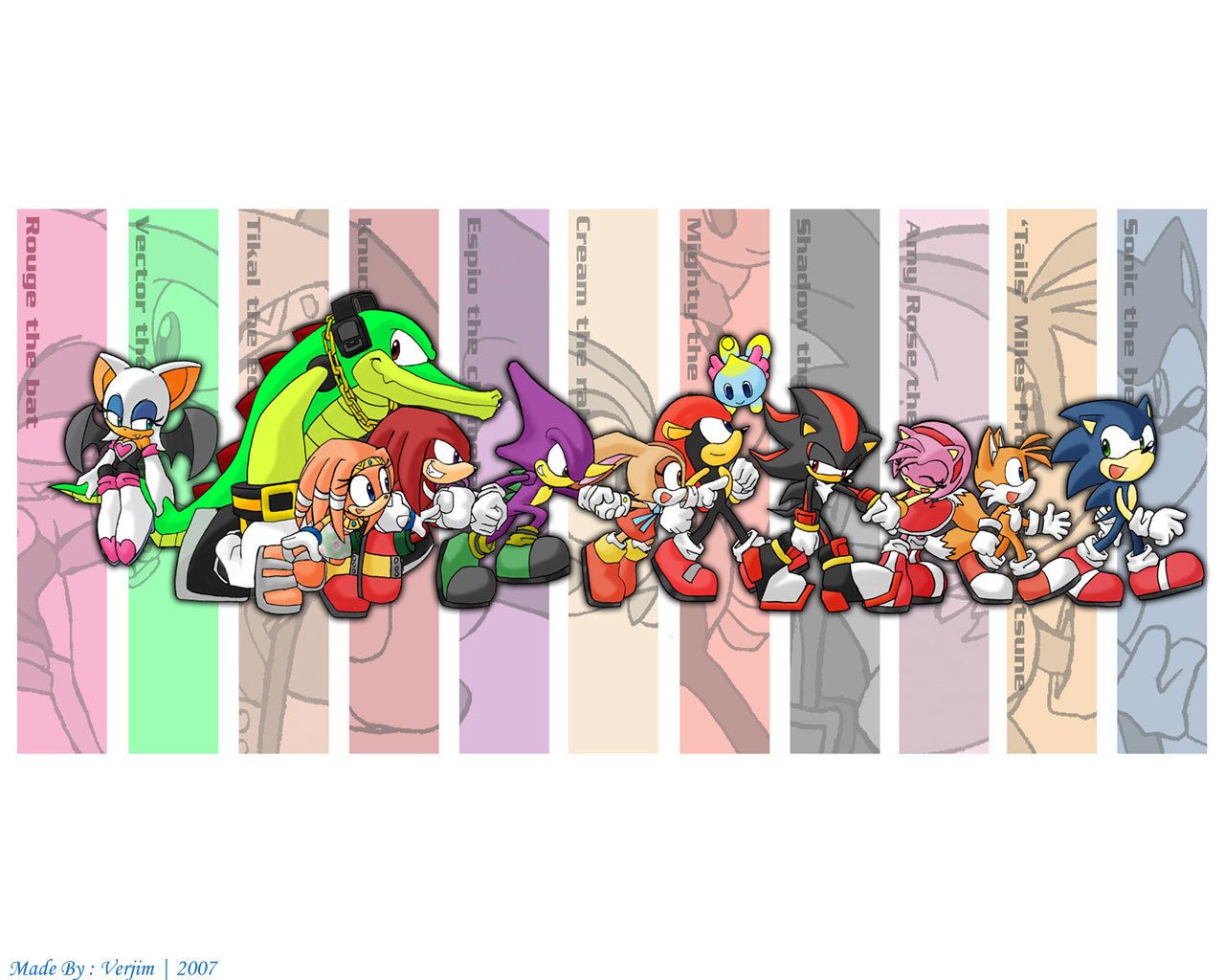 Personaggi Sonic in fila, 1280x1024 HD, Desktop