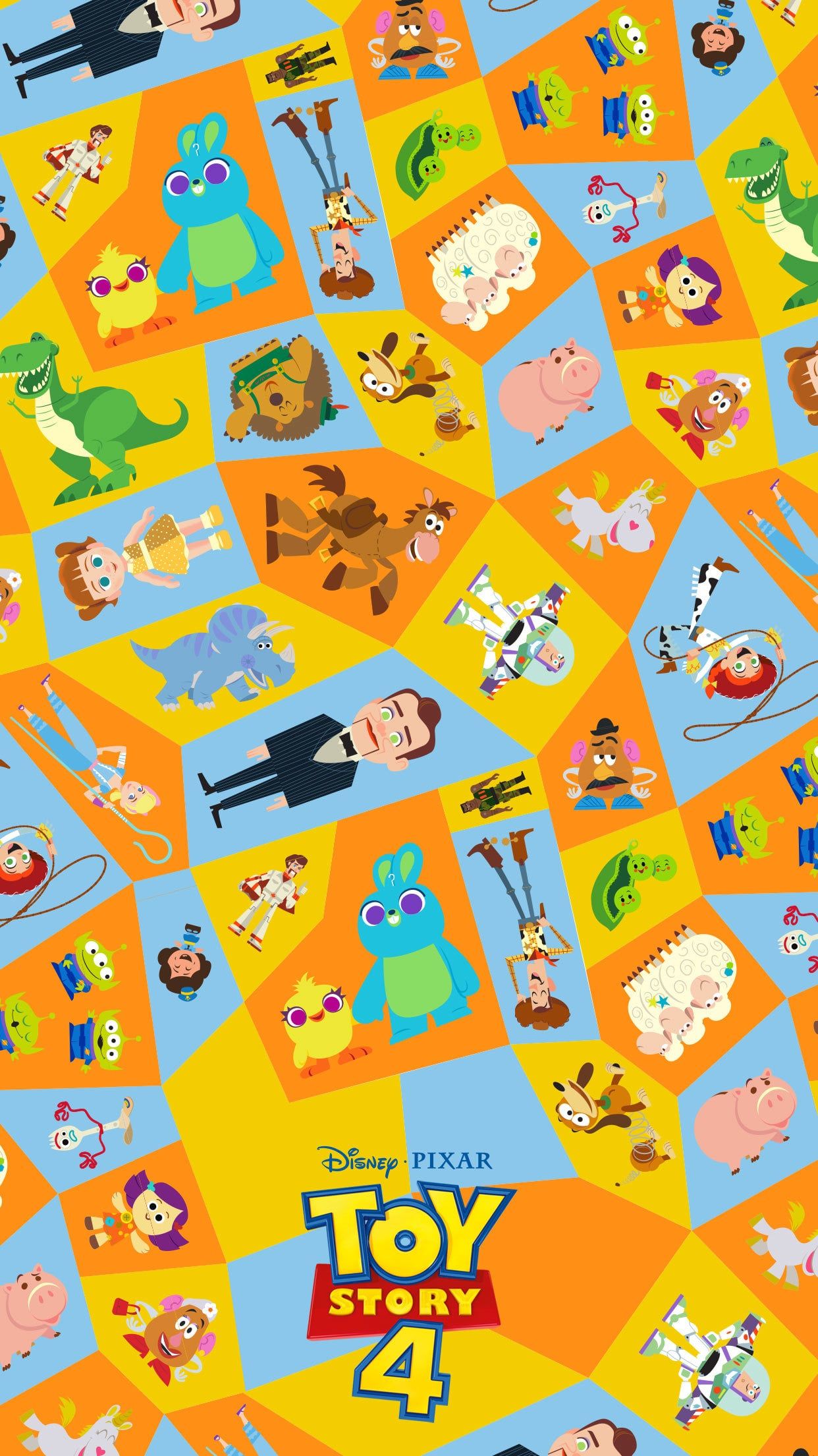 Toy Story 4 personaggi Pixar, Woody e Buzz, 1242x2209 Verticale, Mobile
