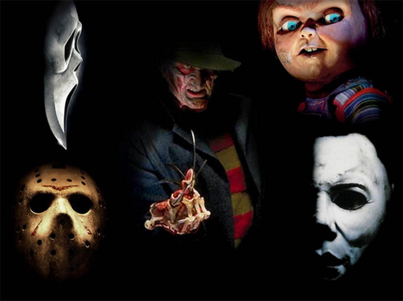 Icone horror: Ghostface, Freddy, Chucky, Jason, Michael Myers, Scream, 1280x956 720p, Laptop