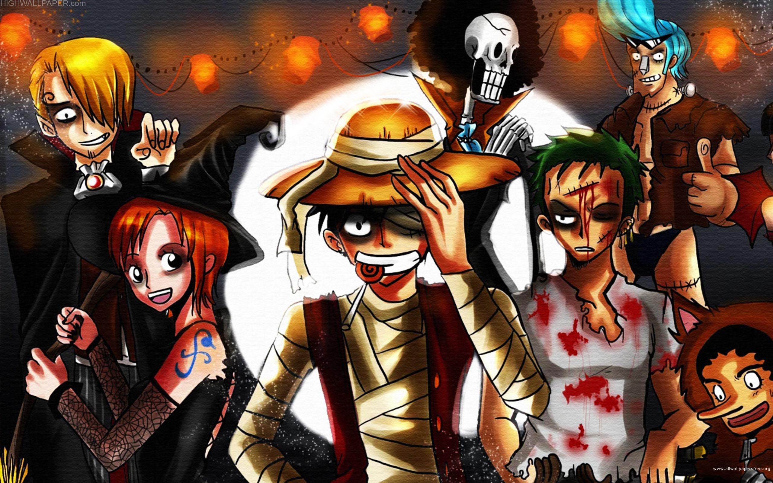 One Piece personaggi Halloween, anime pirati, 2560x1600 2K+, Desktop