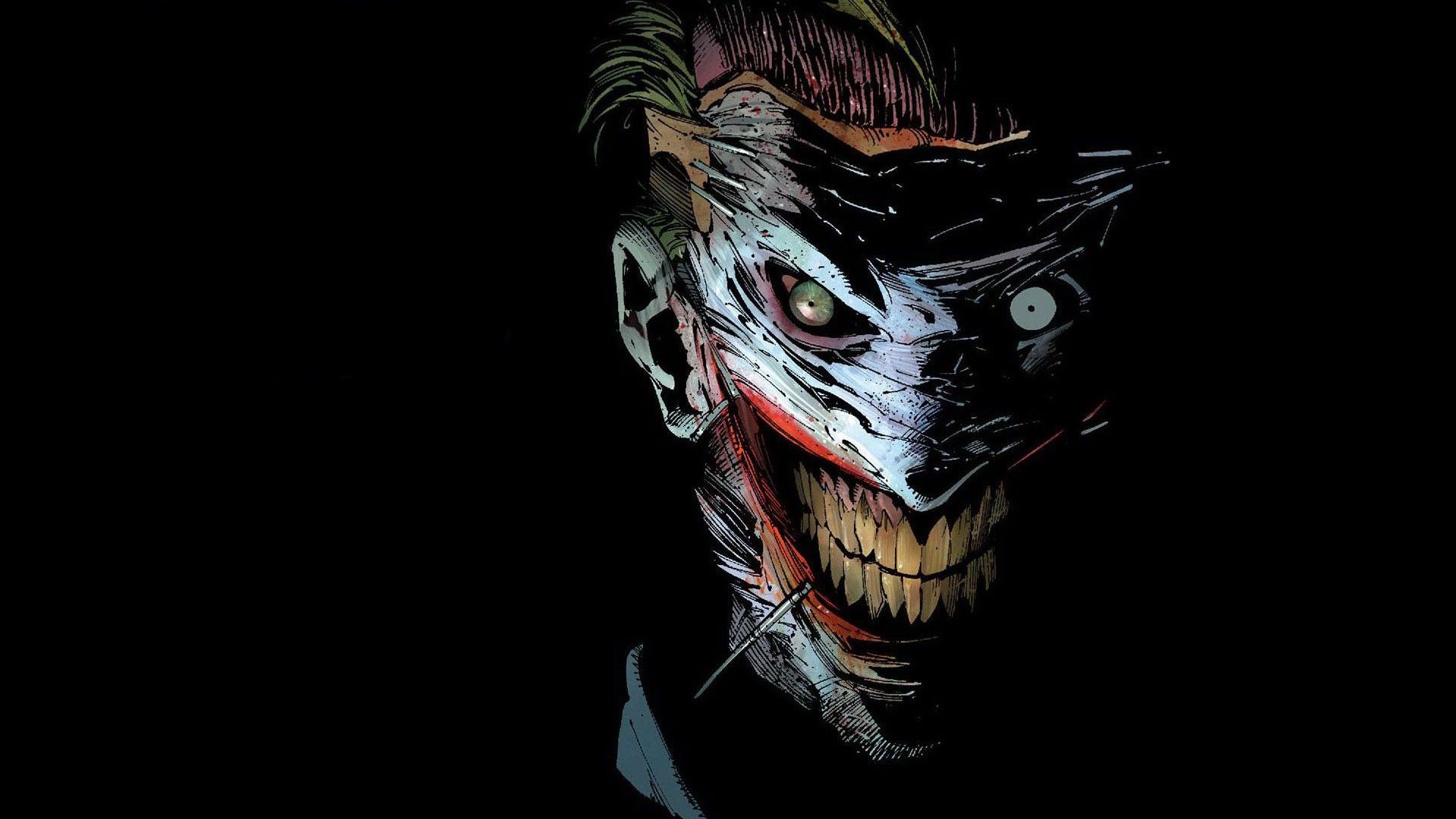 Joker viso inquietante sfondo nero, nemesi di Batman, 1920x1080 Full HD 1080p, Laptop