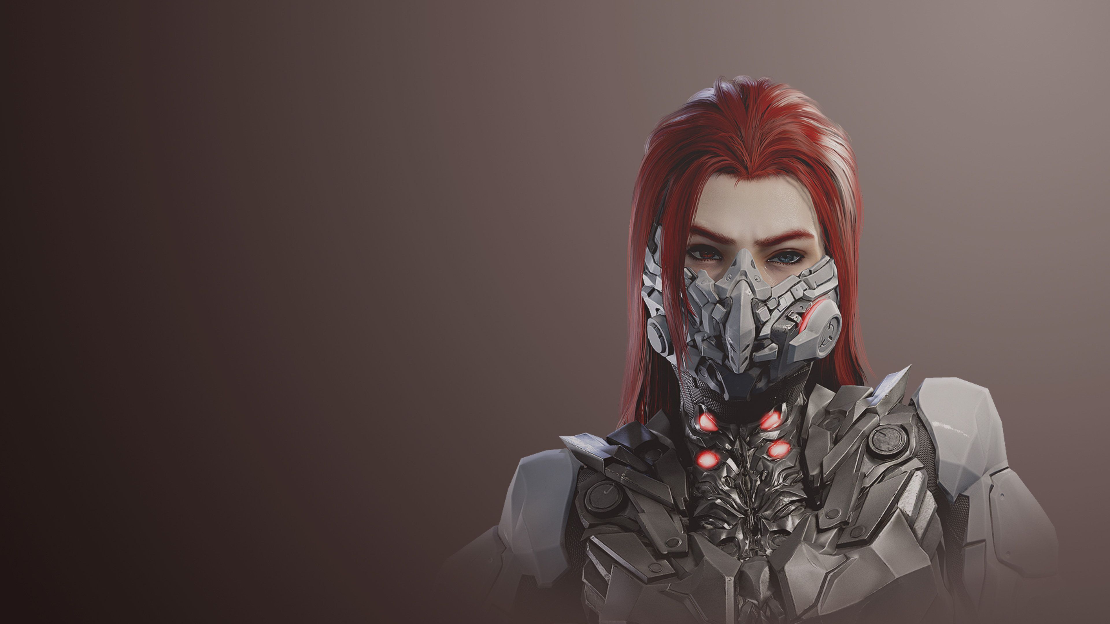 Personaggio cyberpunk maschera rossa, 3840x2160 4K Ultra HD, Monitor 4K