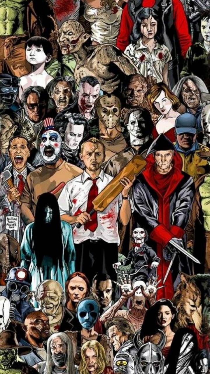 Collage personaggi film horror, 720x1280 Verticale, Mobile
