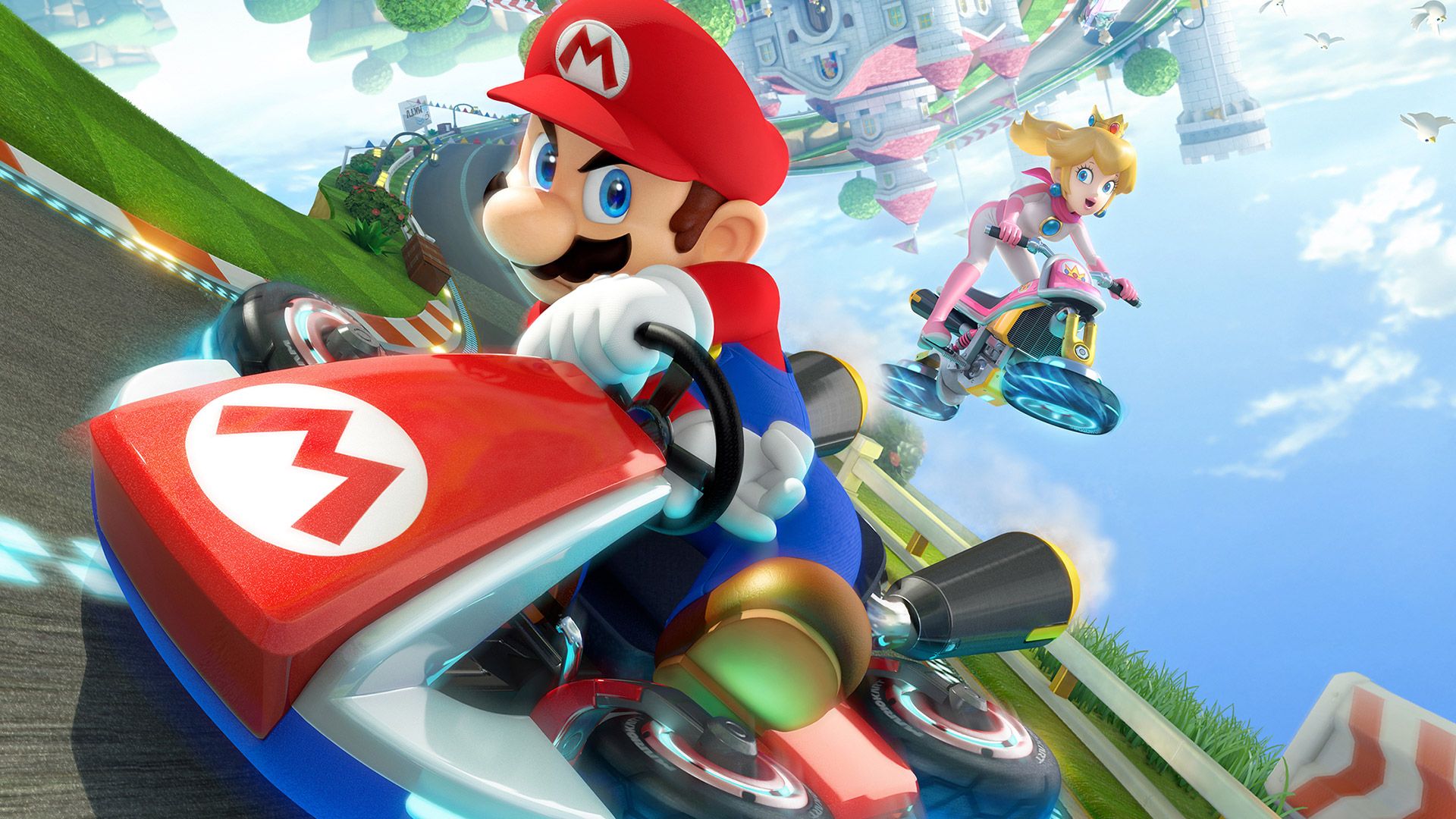 Mario Kart, Mario e Peach, idraulico, 1920x1080 Full HD 1080p, PC