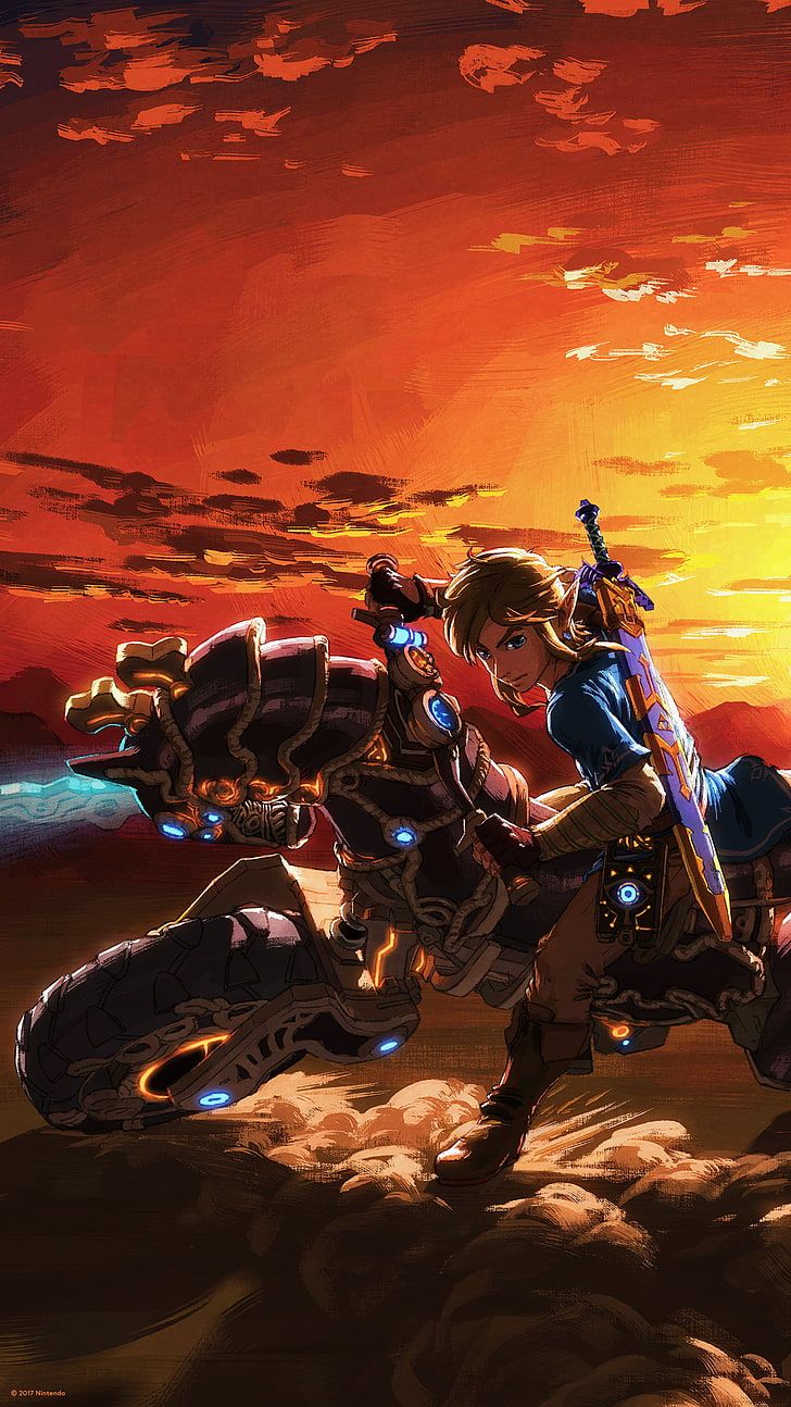 Link su moto tramonto, The Legend of Zelda, 728x1294 Verticale, Telefono