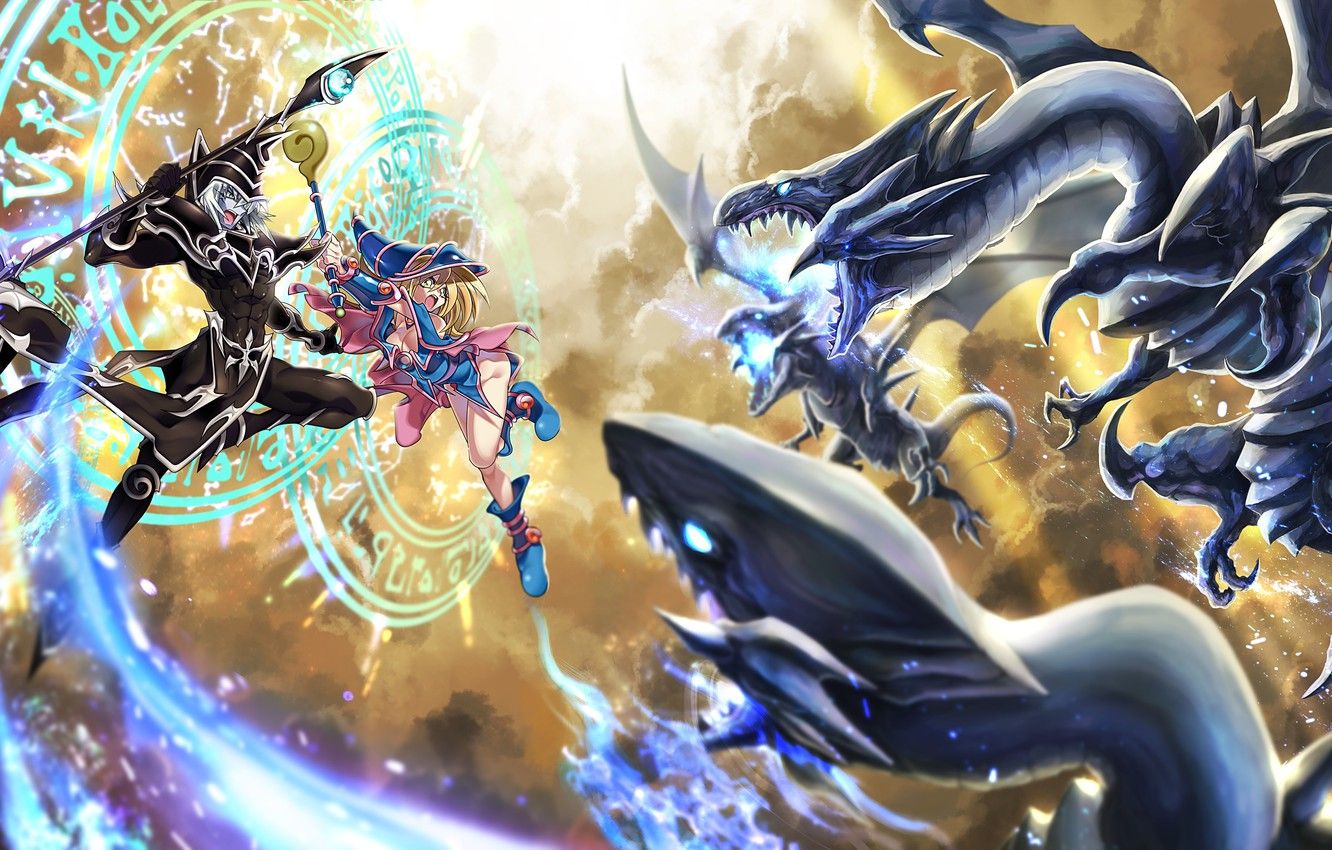 Personaggio Yu-Gi-Oh vs drago blu, 1332x850 HD, Desktop
