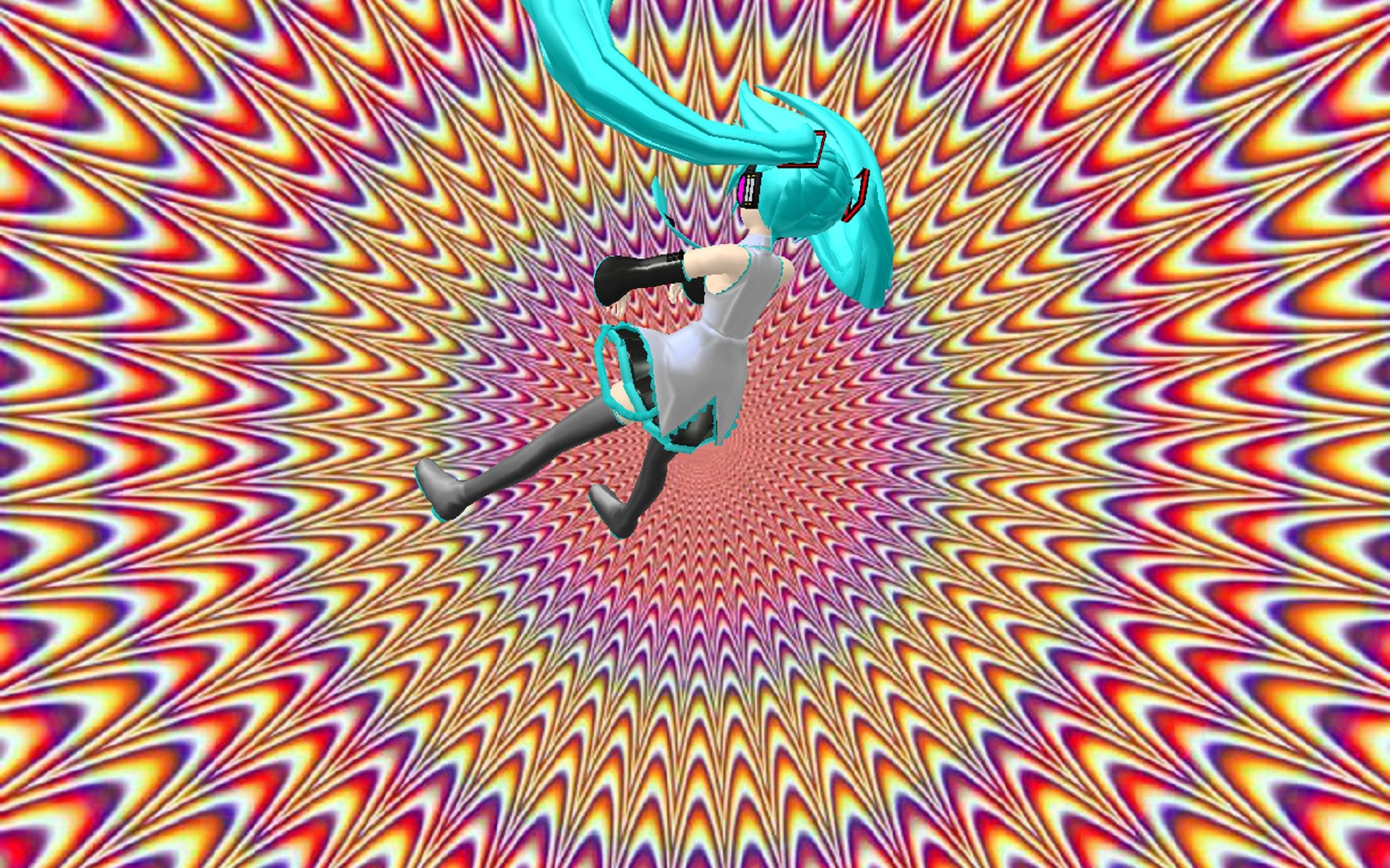 Hatsune Miku pattern psichedelico, cantante virtuale, 2560x1600 WQXGA, Laptop