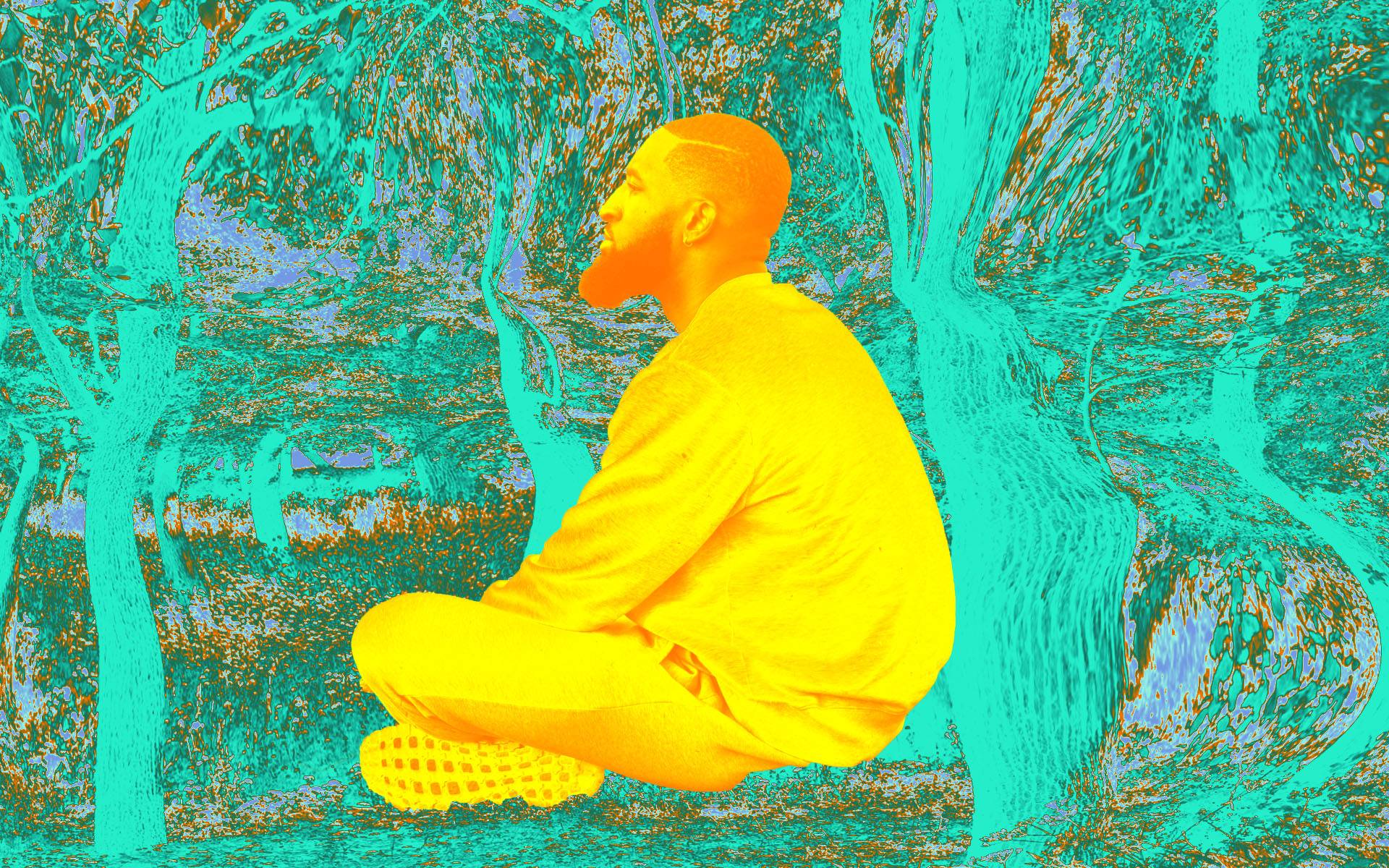 Uomo seduto meditazione psichedelica, 1920x1200 Full HD+, Desktop