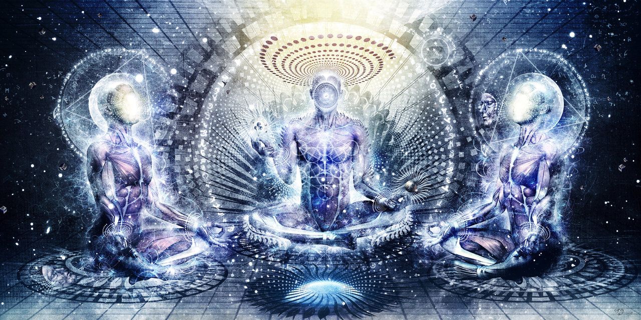 Figure psichedeliche in meditazione, 1280x640 HD, PC Desktop