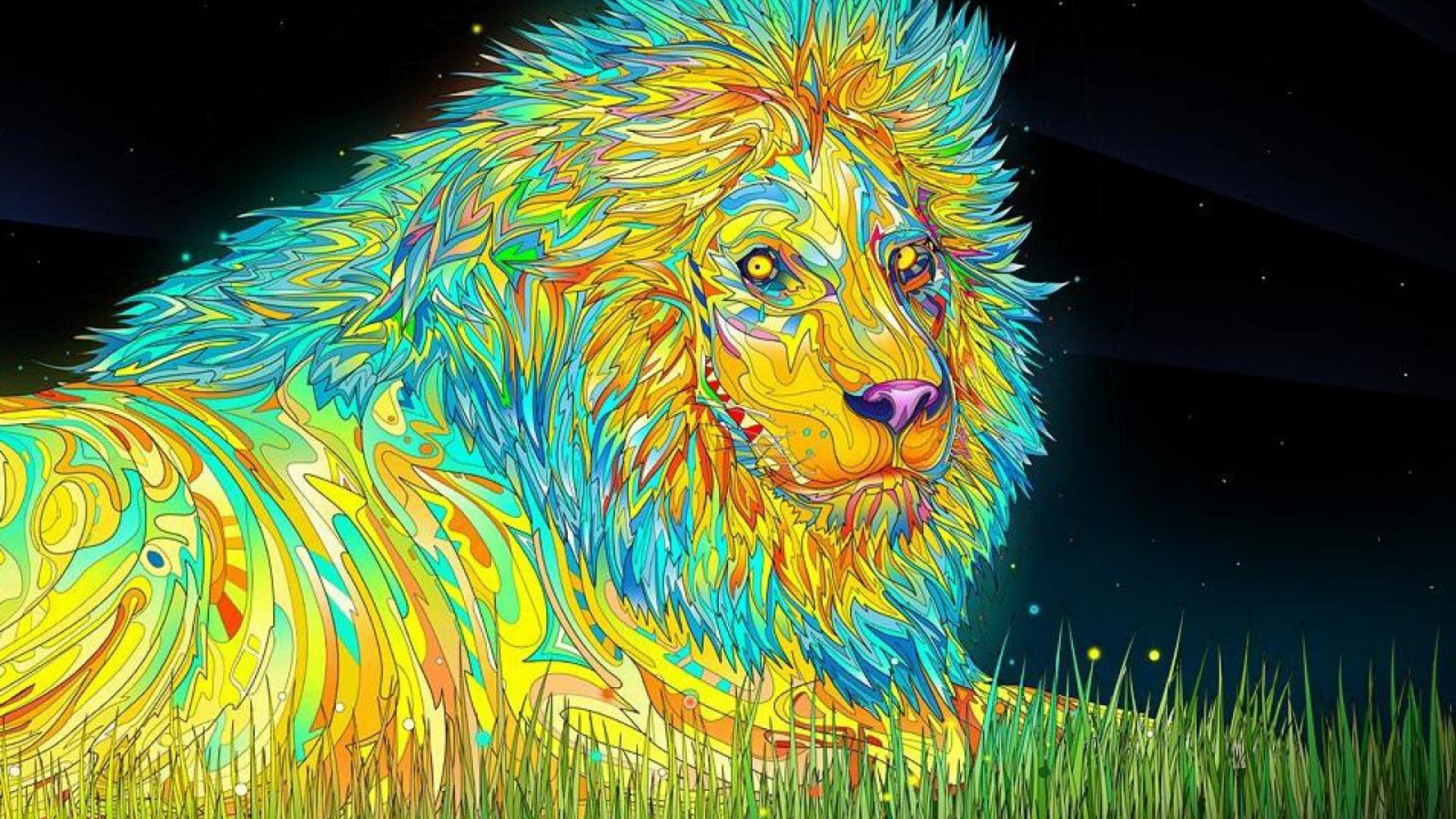 Leone psichedelico colorato, 1920x1080 Full HD, Laptop
