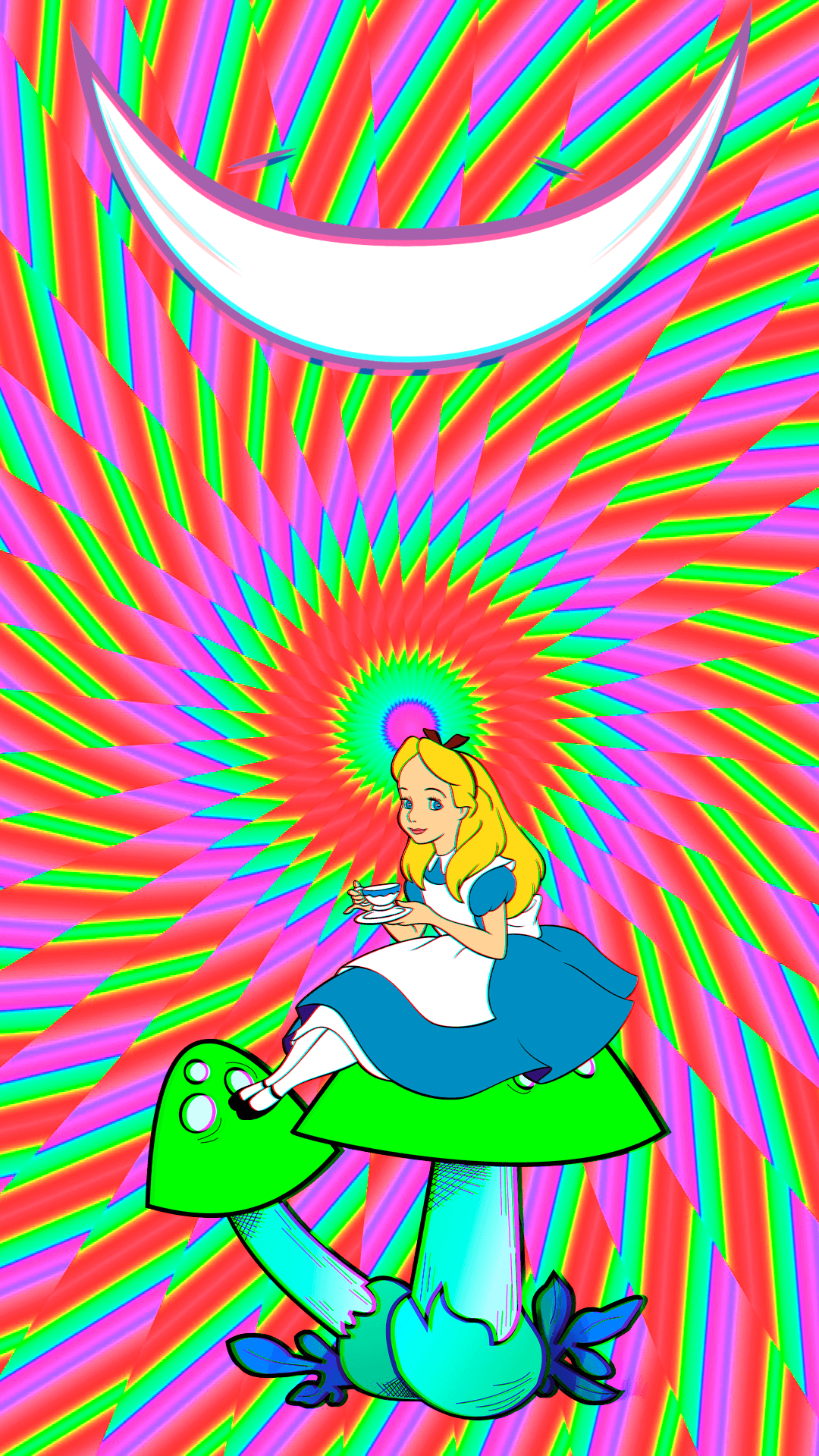 Alice nel Paese Meraviglie psichedelico, 1080x1920 Verticale, Samsung Galaxy