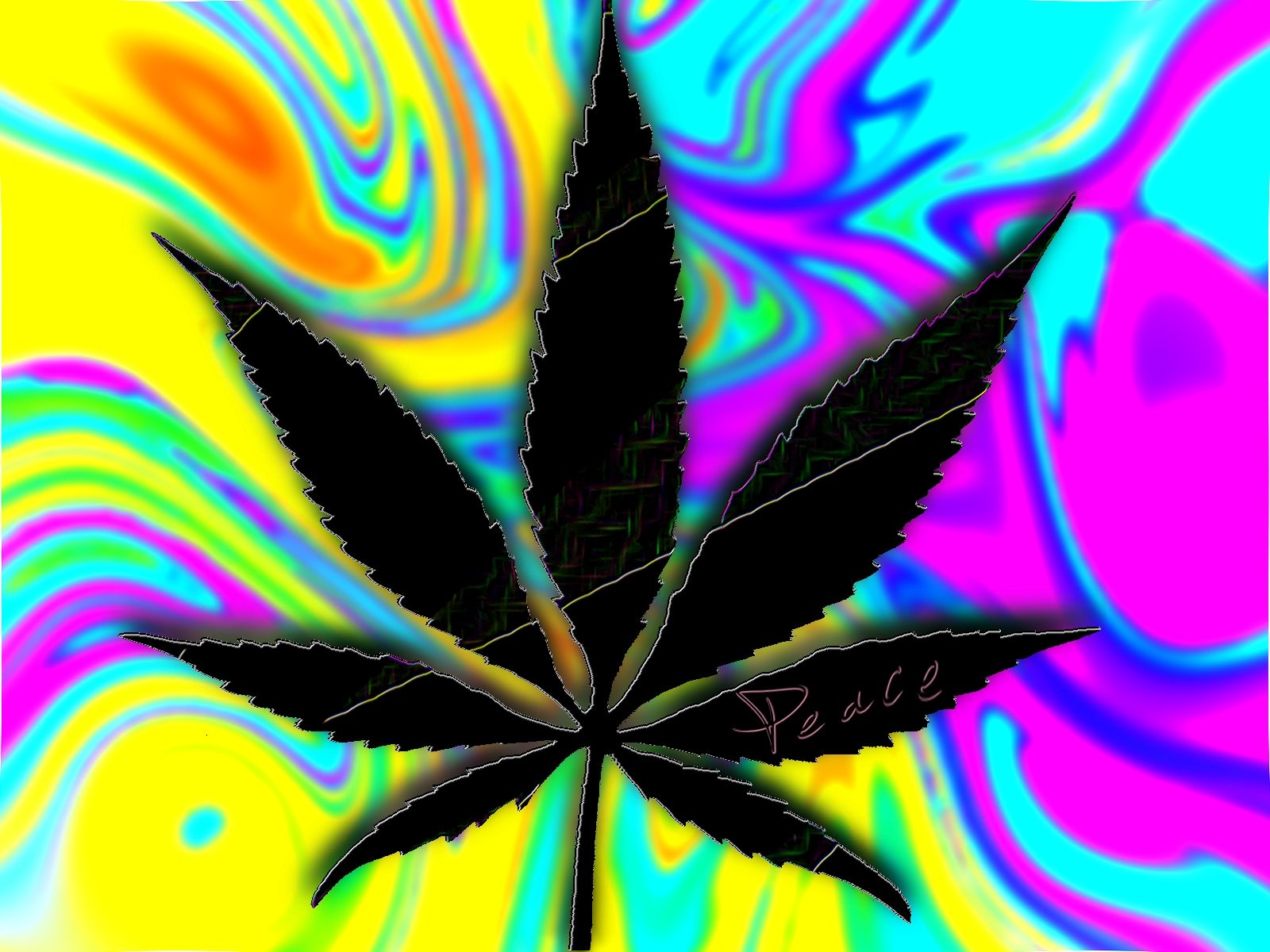 Foglia cannabis sfondo psichedelico, 1600x1200 HD, Desktop