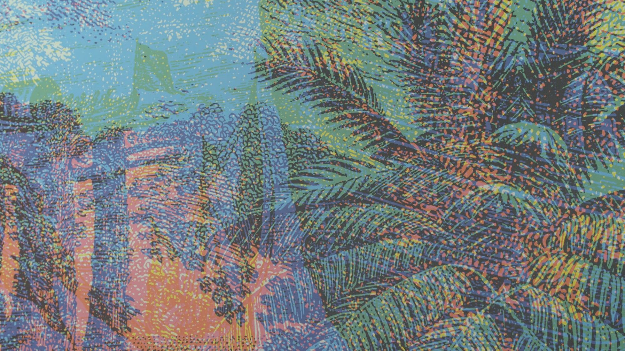 Foglie di palma psichedeliche colorate, 2000x1125 alta risoluzione, PC