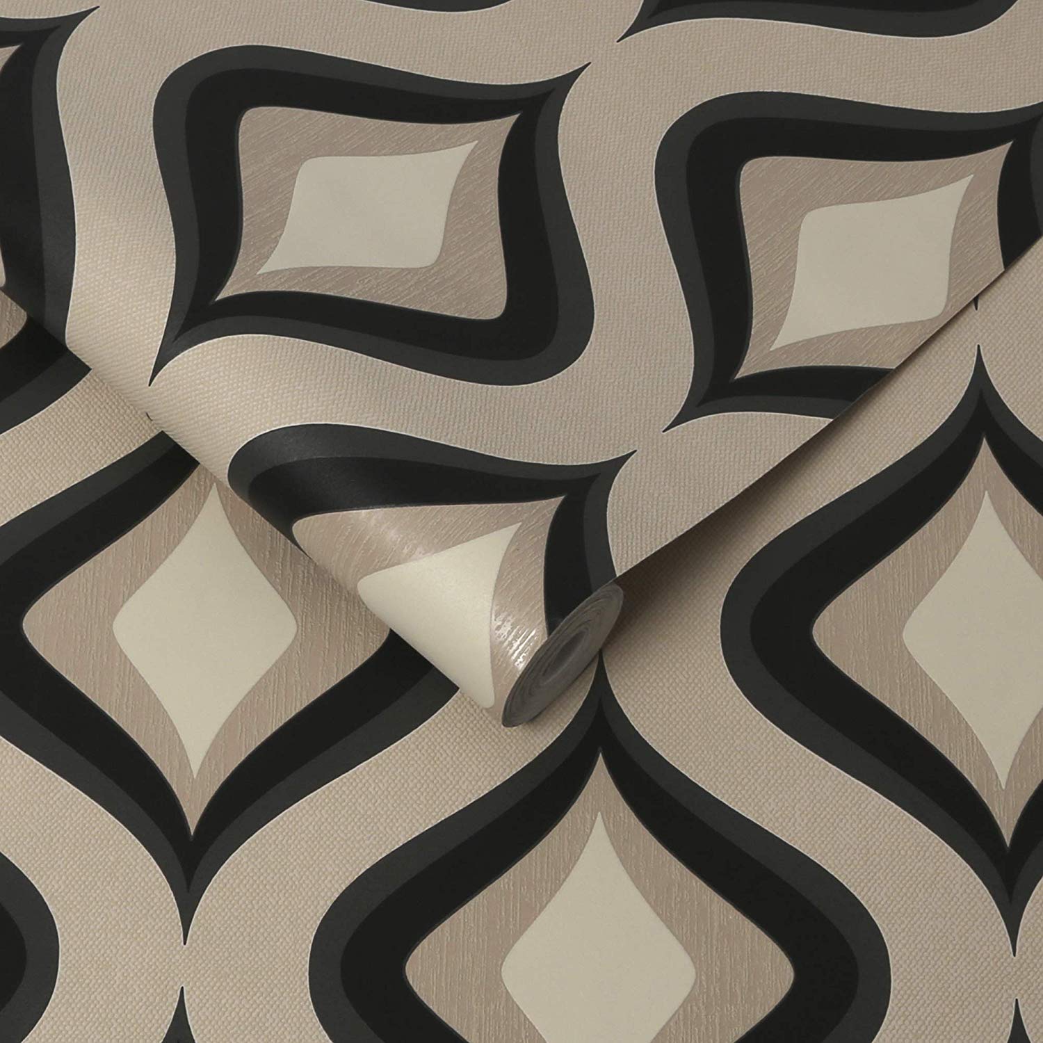 Carta da parati geometrica ondulata beige-nero, 1500x1500 HD, Desktop