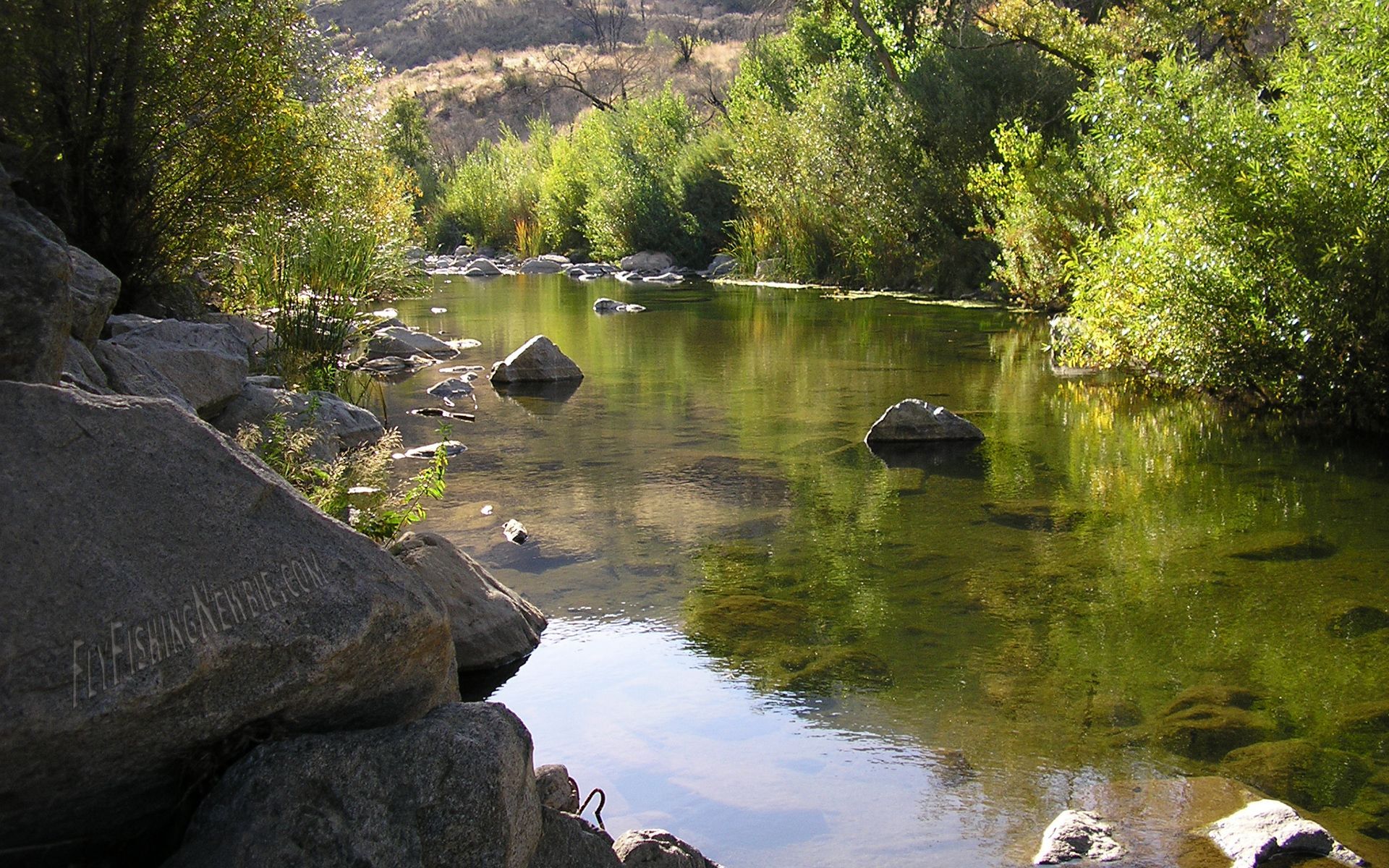 Fiume tra rocce e vegetazione, 1920x1200 WUXGA, Desktop