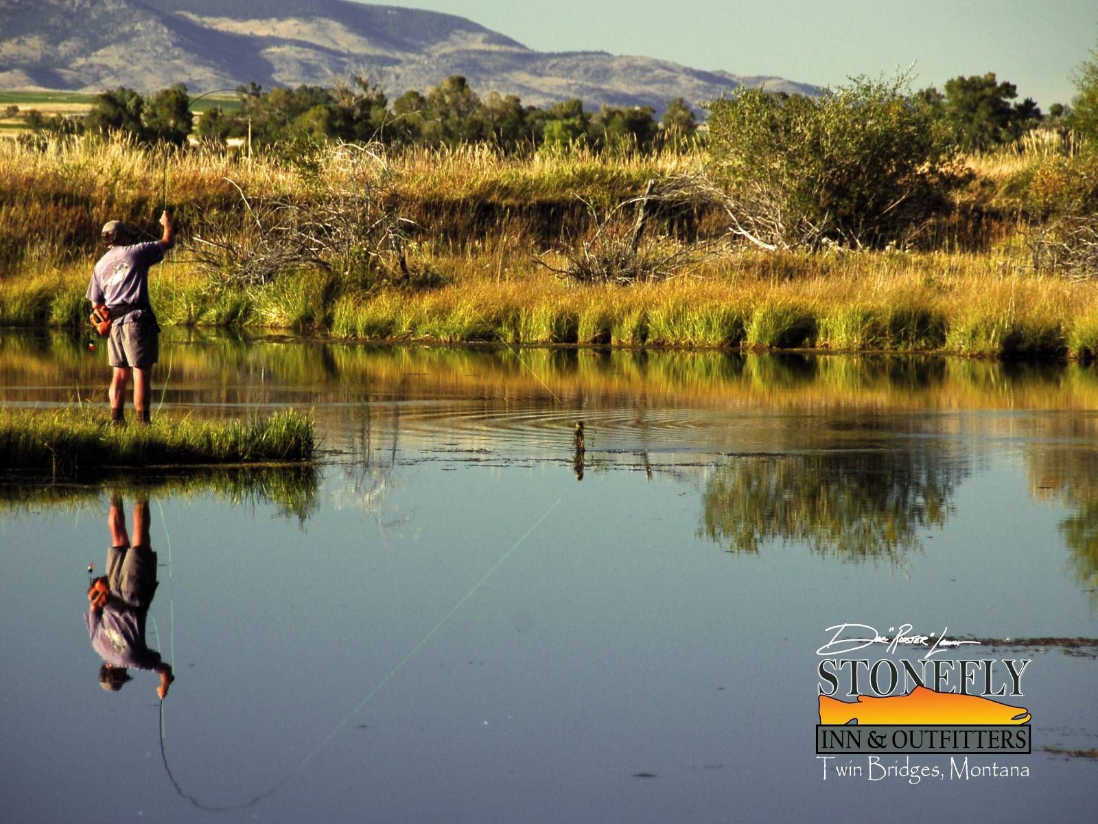 Pescatore fly fishing lago montagna, 1600x1200 HD, Desktop
