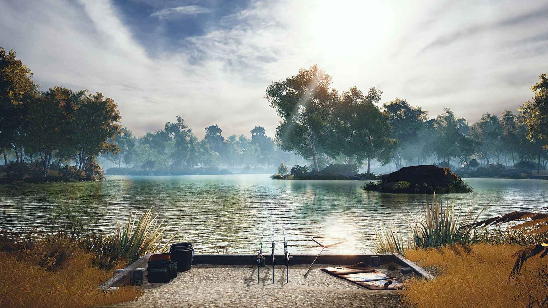 Lago pesca canne attrezzatura, 1920x1080 1080p, Desktop