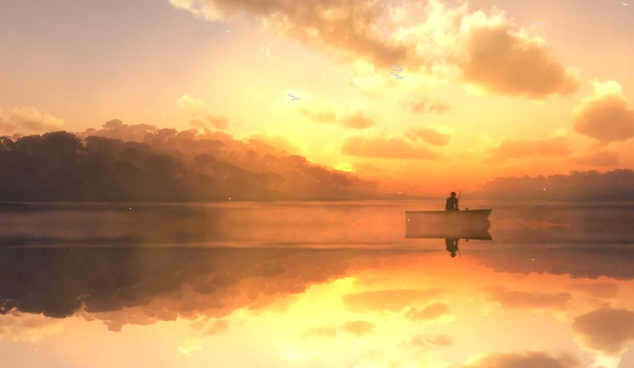 Pesca al lago al tramonto, 1261x733 HD, Desktop
