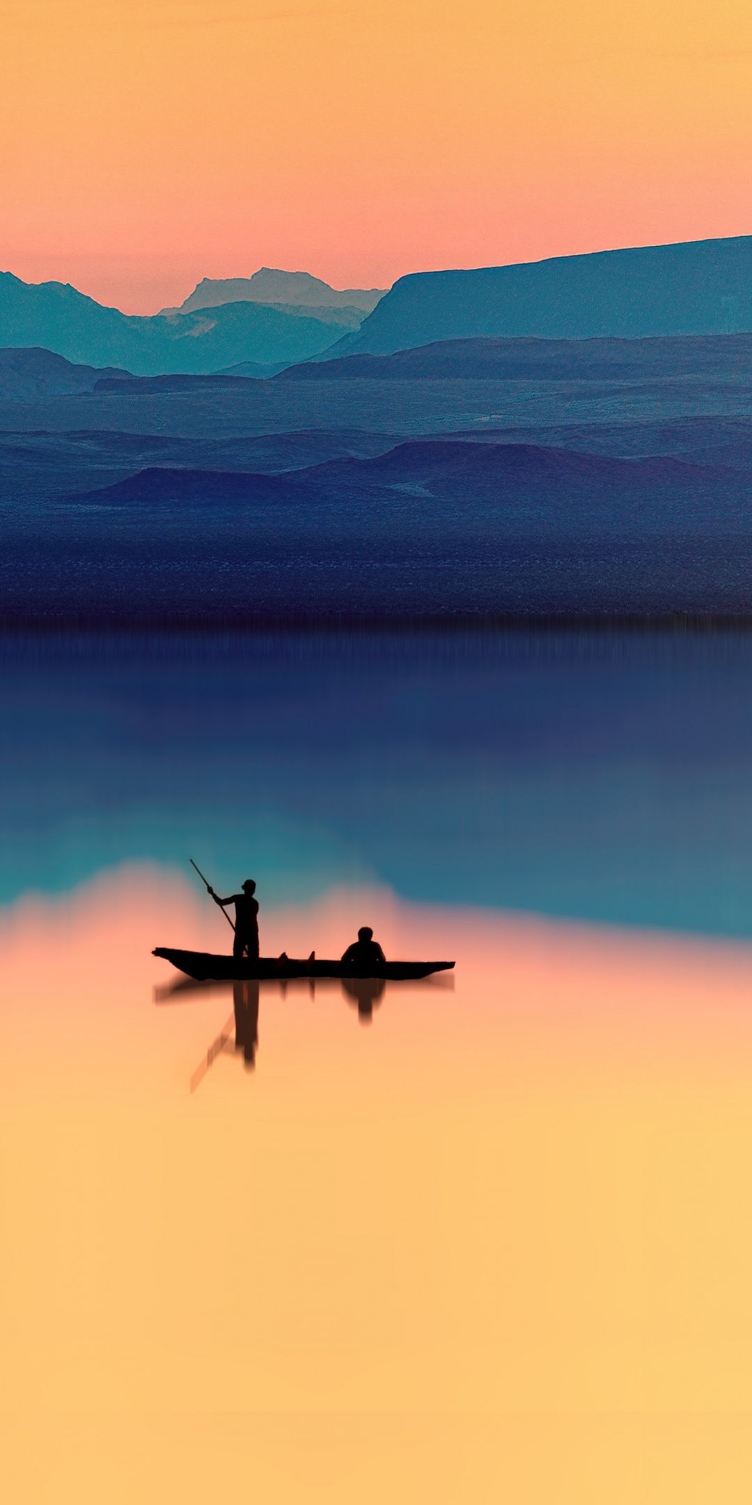 Pesca in barca al tramonto, 1080x2160 Full HD Verticale, iPhone