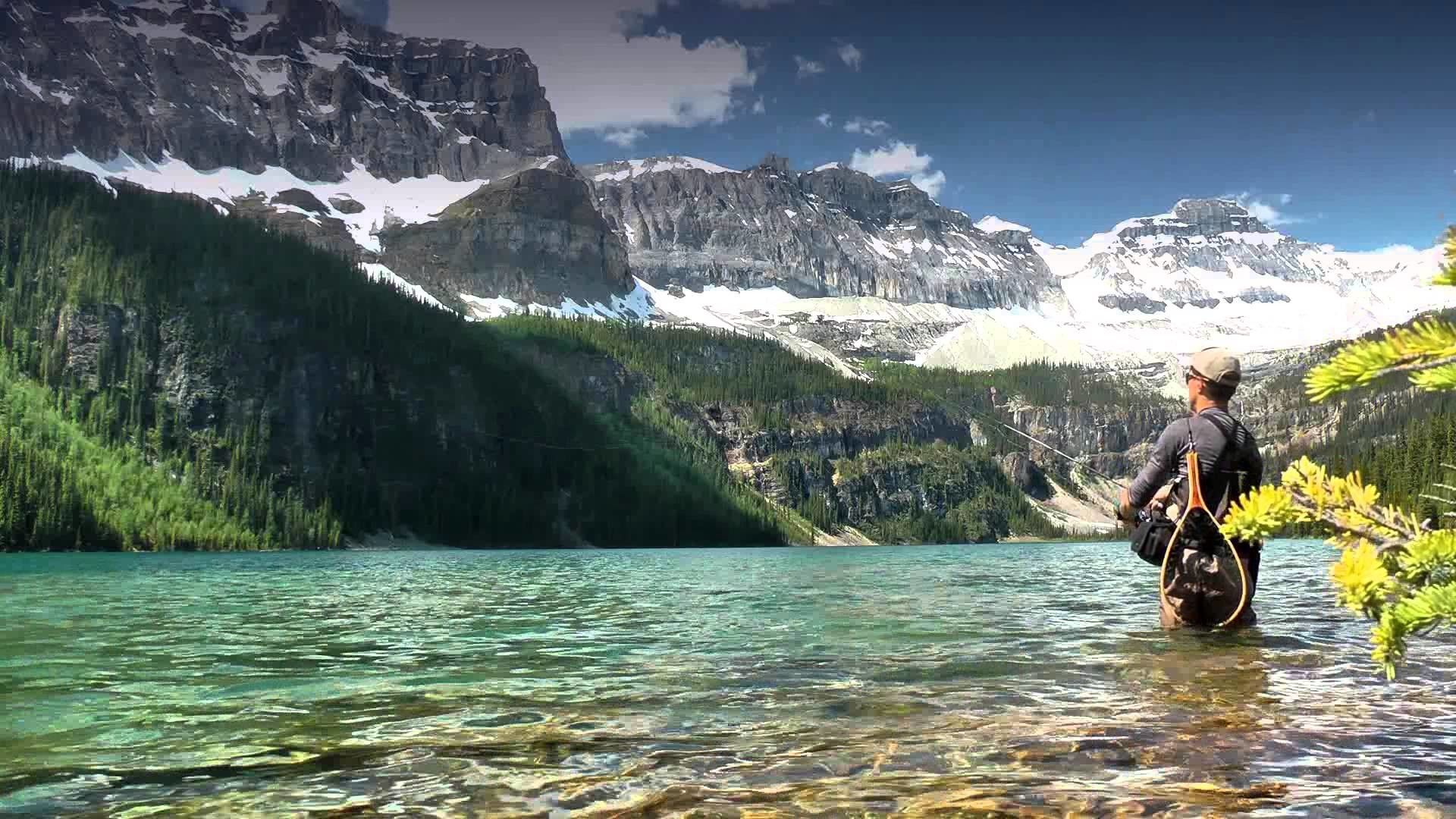 Pescatore lago di montagna, 1920x1080 Full HD 1080p, PC