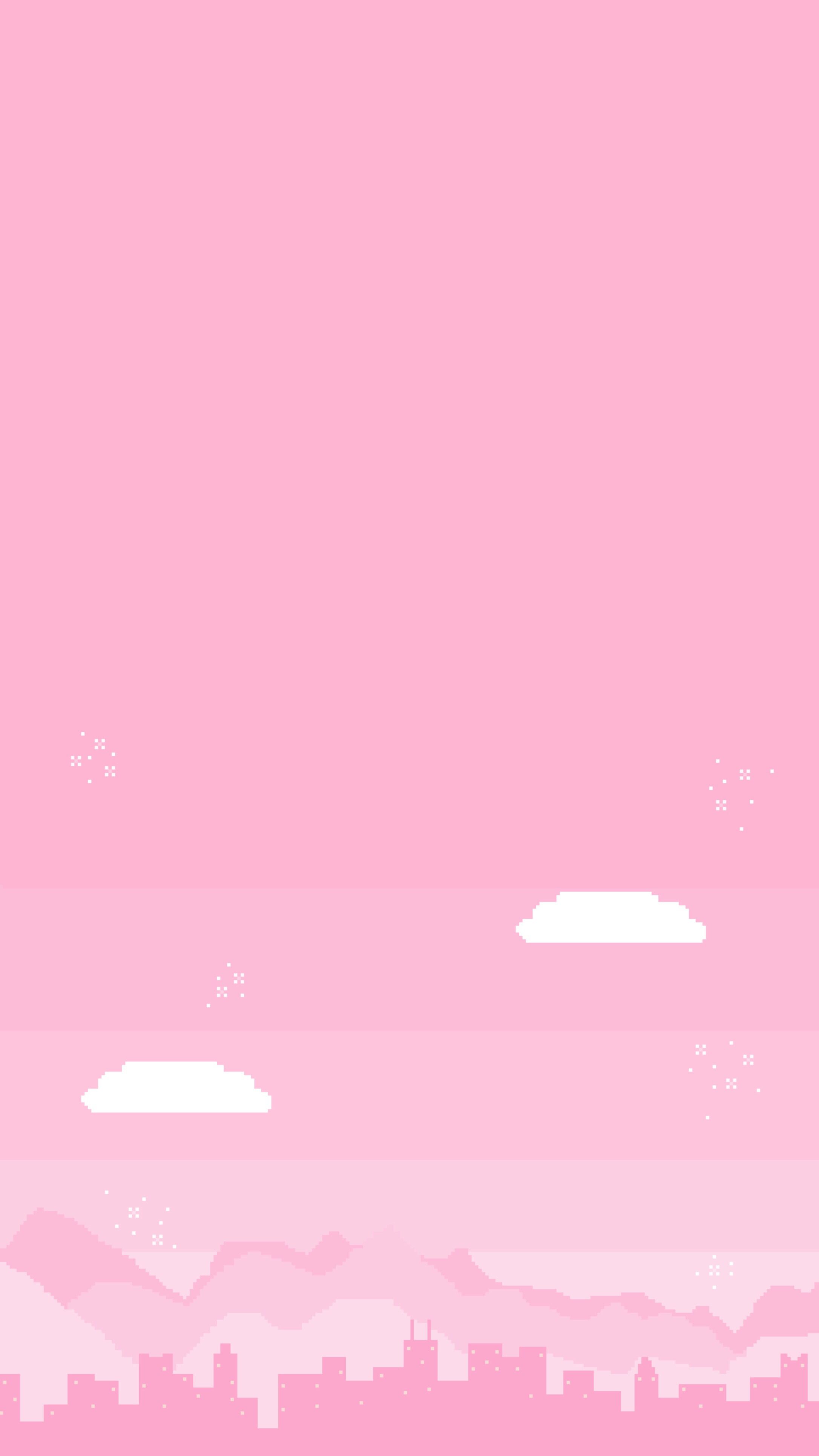 Paesaggio pixel art rosa pastello, 2172x3861 Full HD Verticale, iPhone