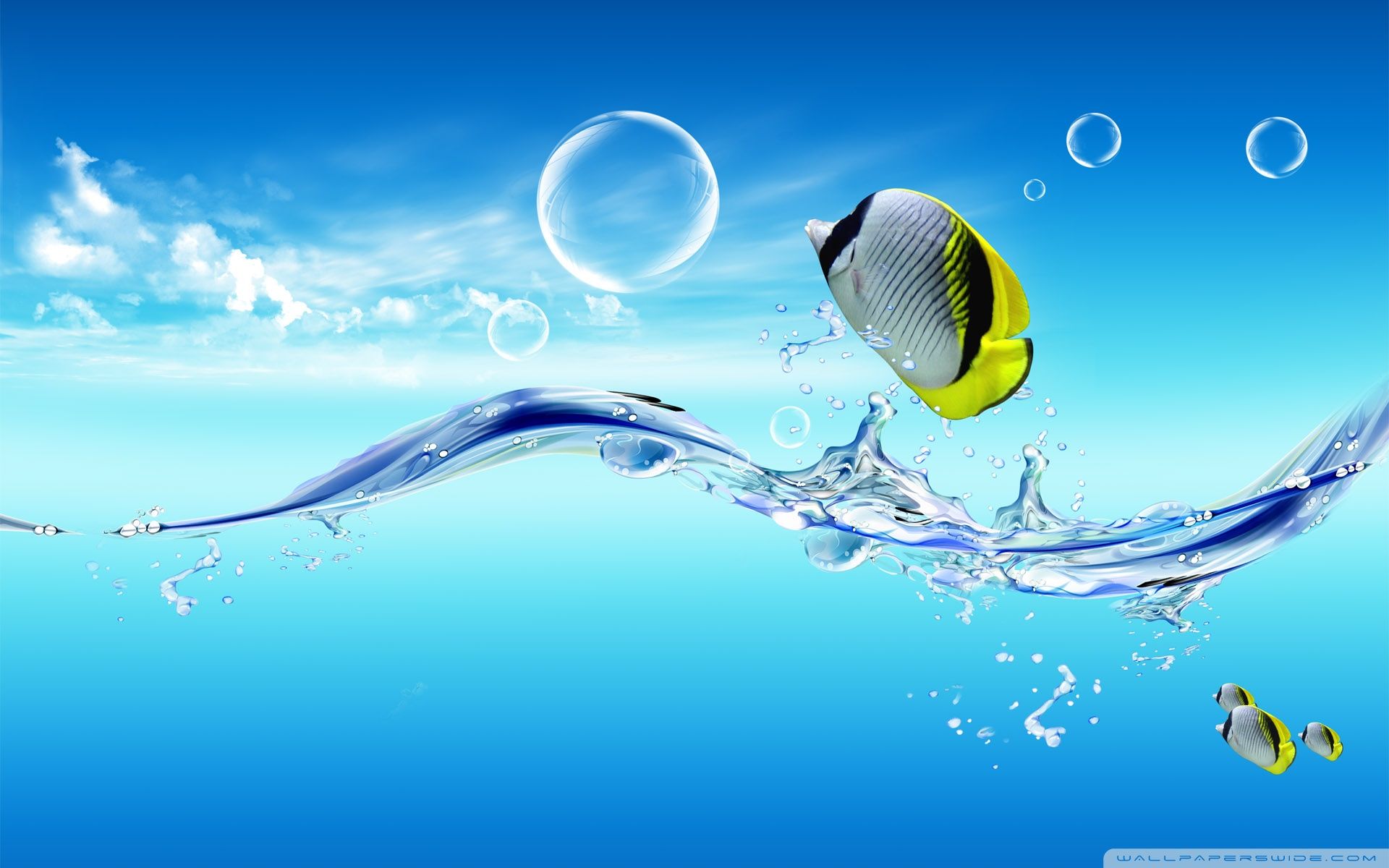 Pesce giallo che salta acqua, 1920x1200 WUXGA, Desktop
