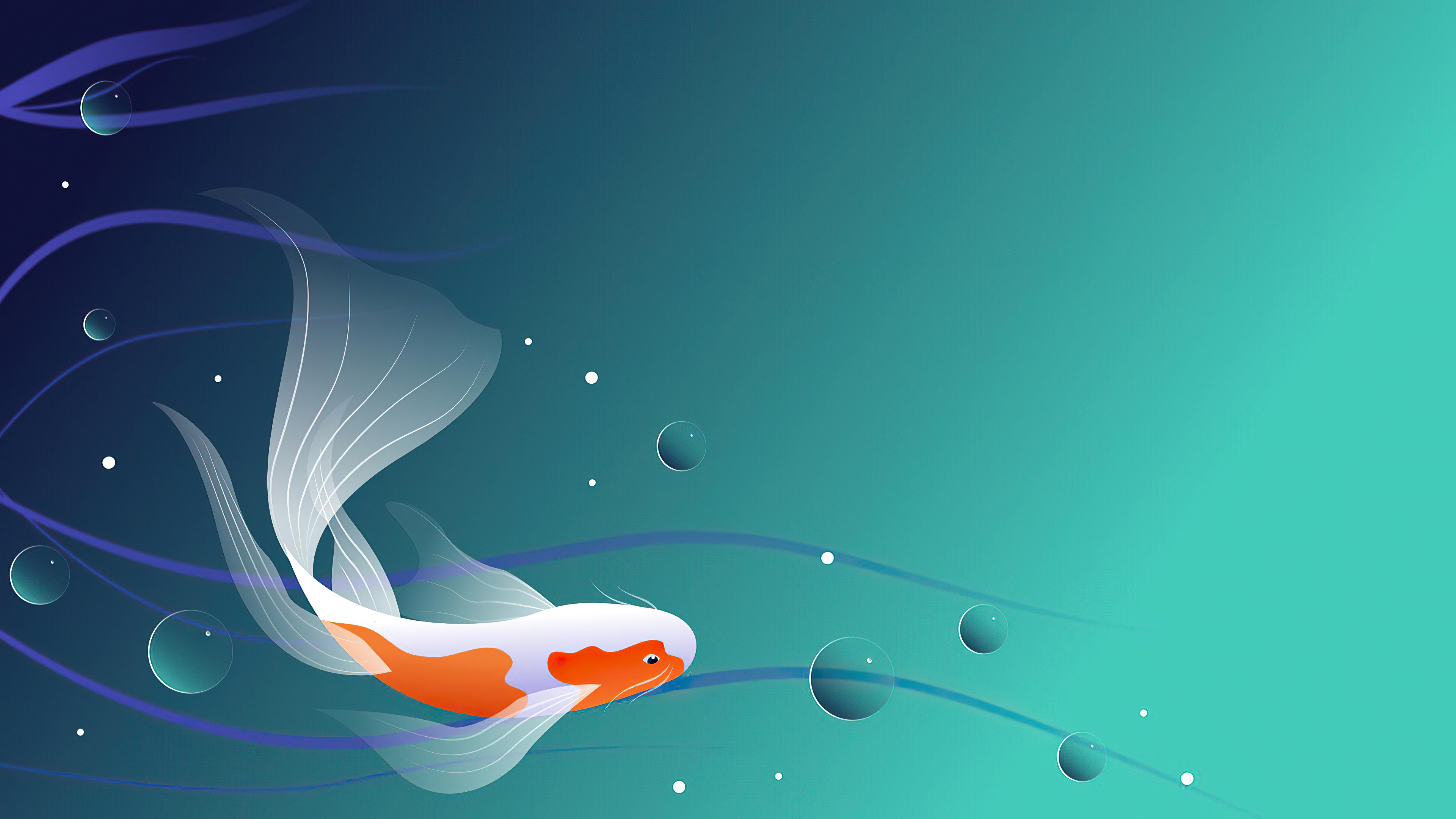 koi minimalista sfondo verde, 3840x2160 4K Ultra HD, Monitor 4K