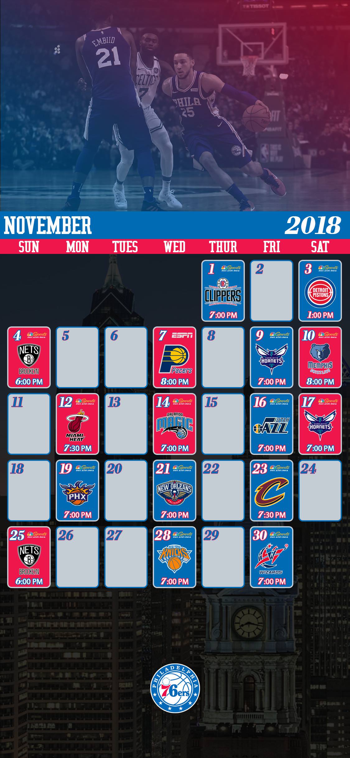Calendario partite Philadelphia 76ers, 1920x1200 WUXGA, Desktop