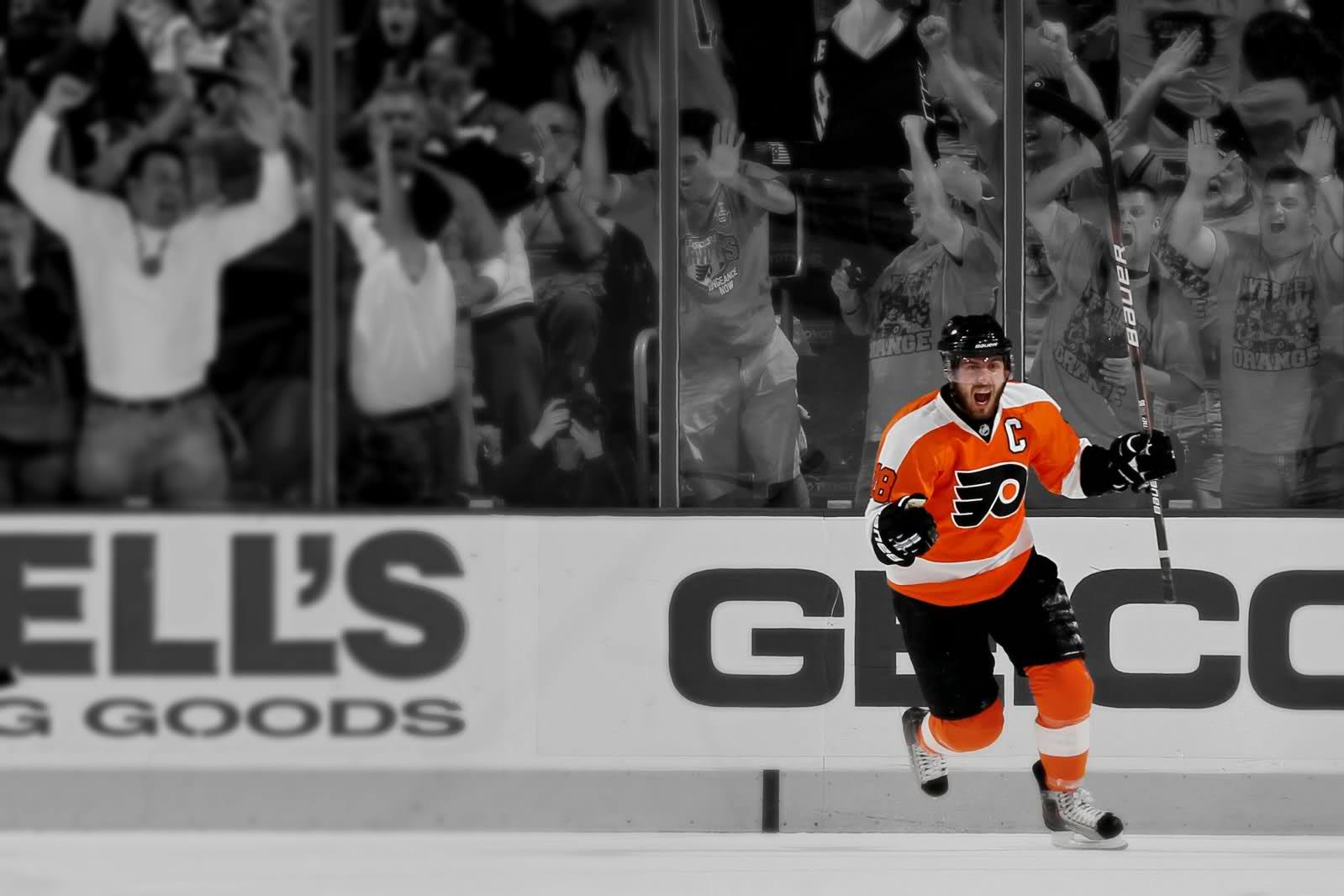 Logo Philadelphia Flyers su ghiaccio, 1080x1920 Verticale, iPhone Plus