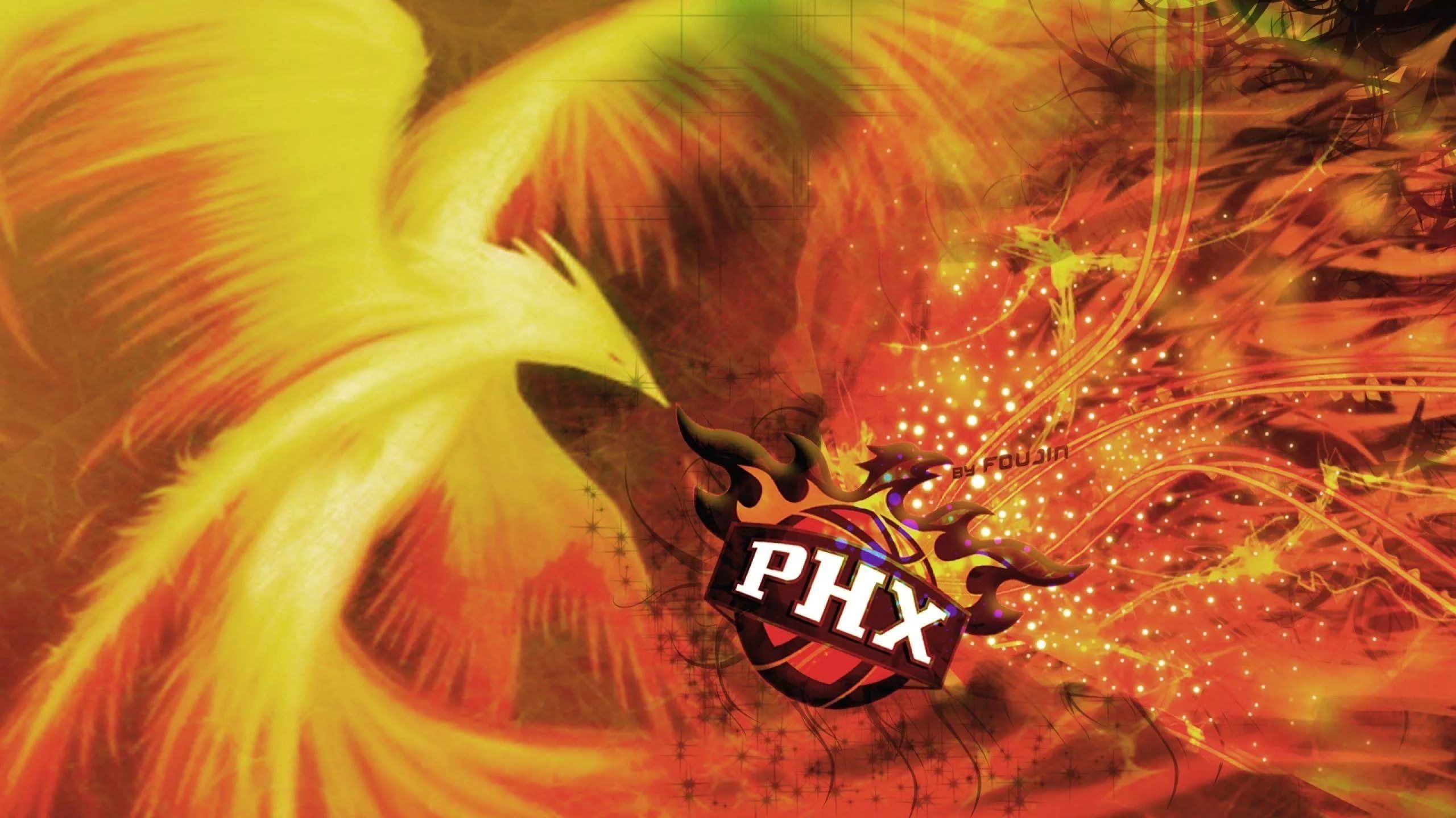 Phoenix Suns logo fenice fiamme, 2560x1440 QHD, Laptop