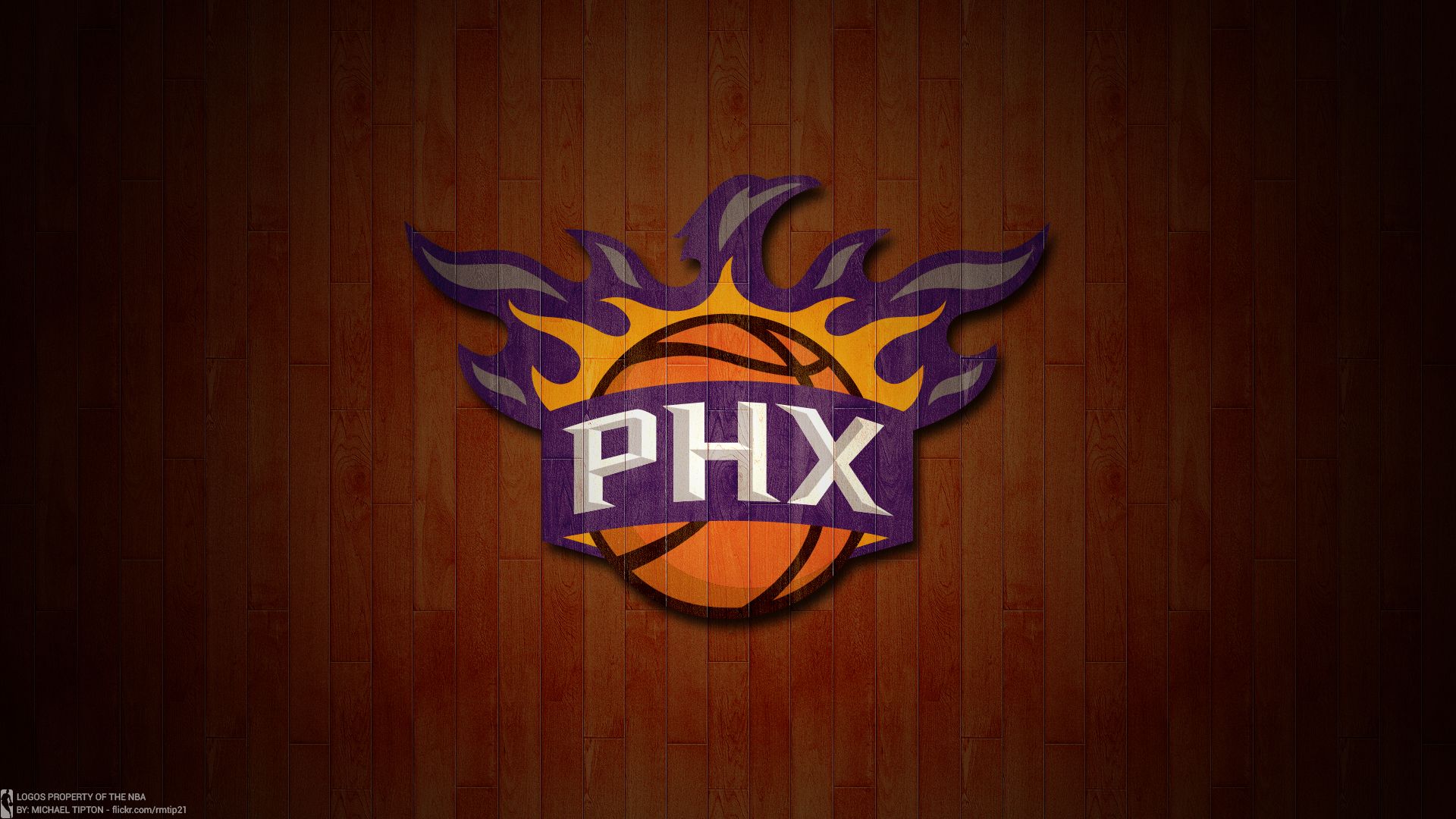 Logo Phoenix Suns su parquet, 1920x1080 Full HD 1080p, Desktop