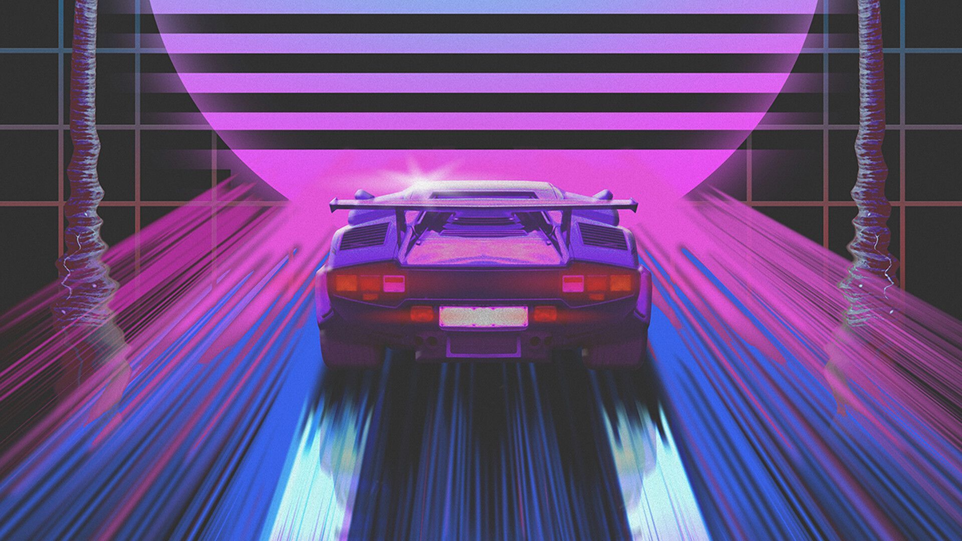 Auto retro synthwave viola, 1920x1080 1080p, PC