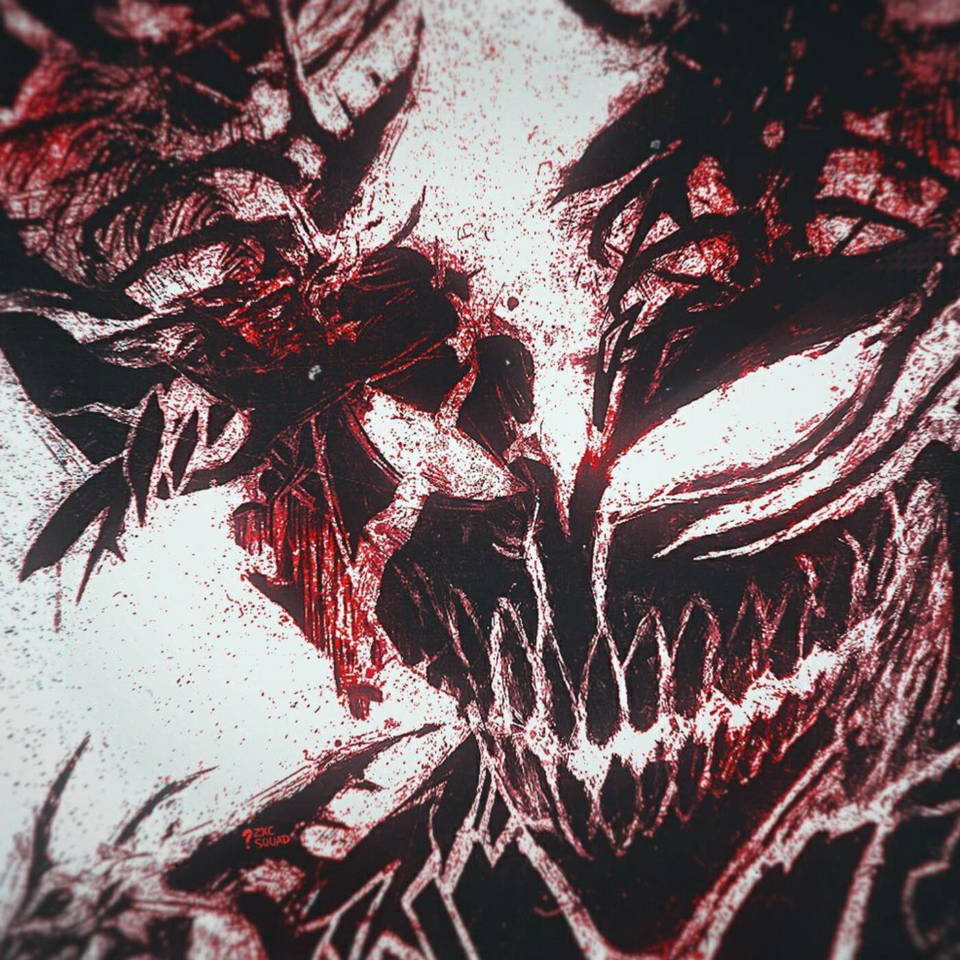 Demone teschio nero rosso, 1400x1400 720p, PC
