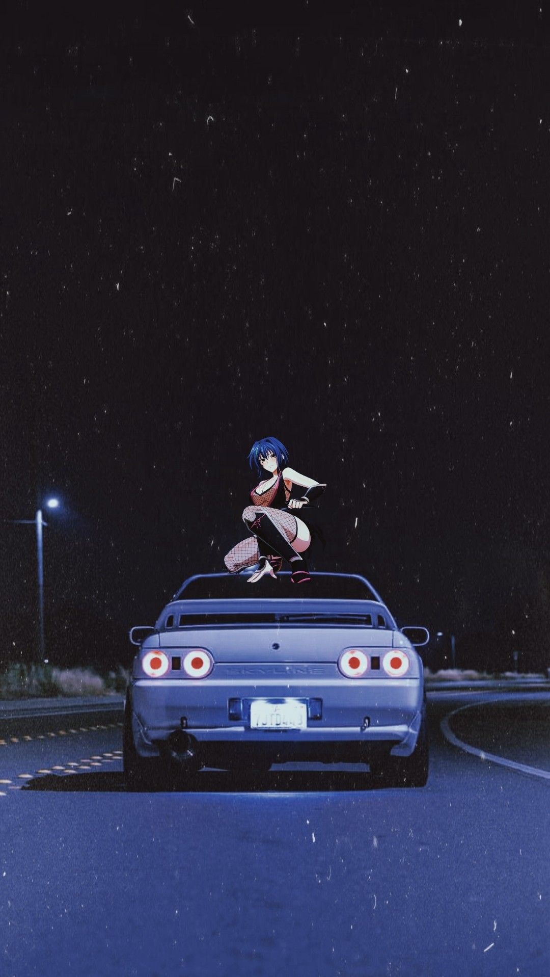 Ragazza anime su auto notturna, 1080x1917 Full HD Verticale, Smartphone