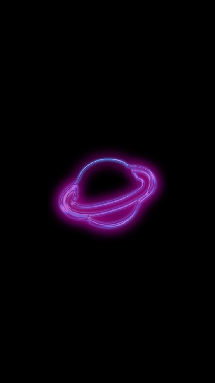 Pianeta neon viola su nero, 736x1309 Full HD Verticale, Smartphone