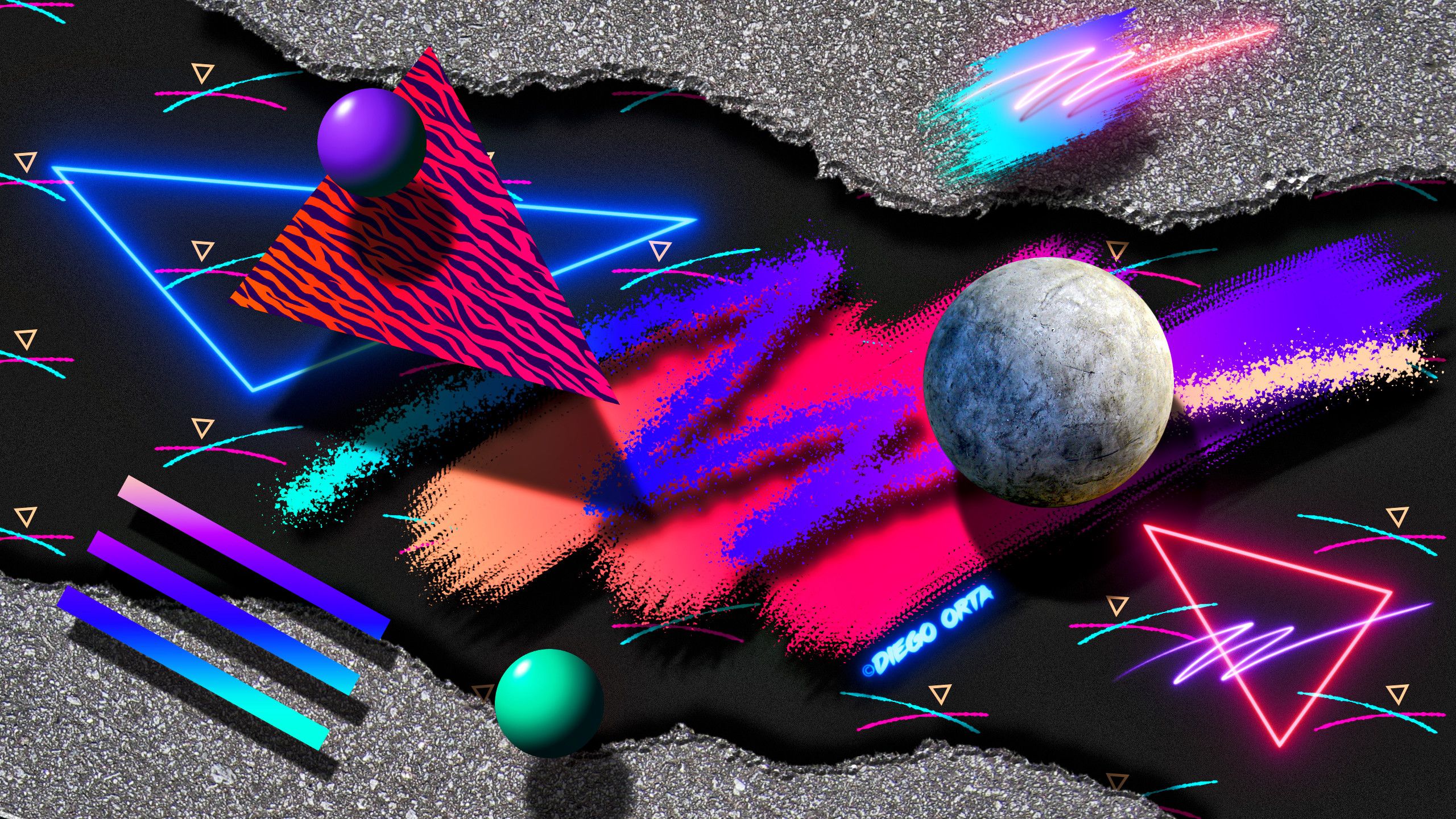 astronauta pianeta neon spazio, 1080x1920 Verticale, Mobile