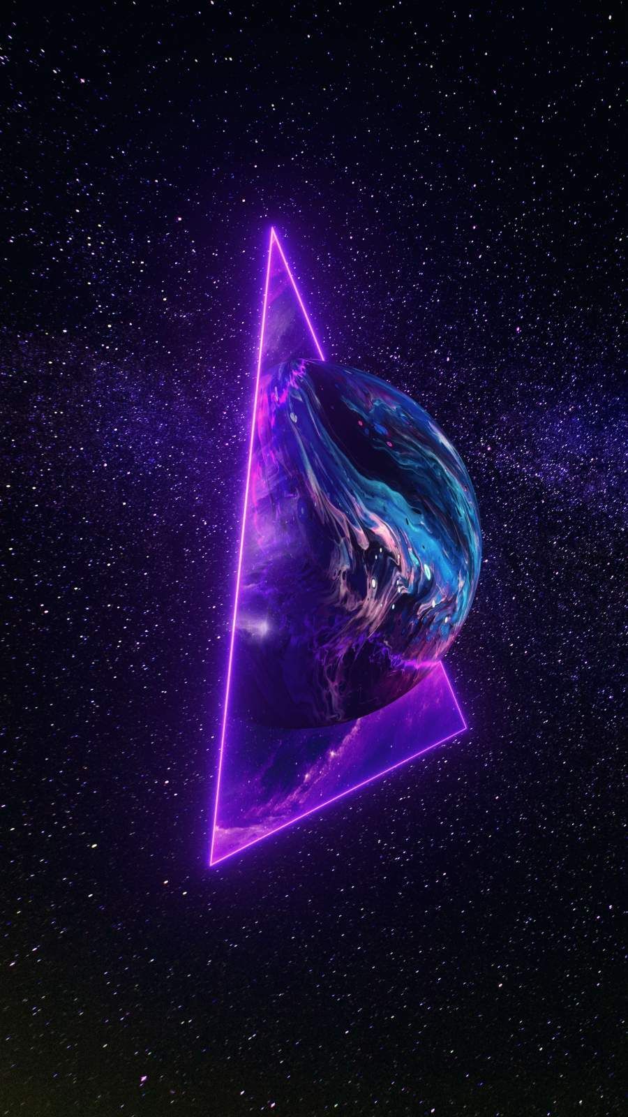 Pianeta triangolo neon viola, 900x1600 Full HD Verticale, iPhone