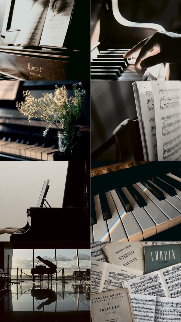 Collage pianoforte e spartiti, 721x1280 Verticale, Mobile