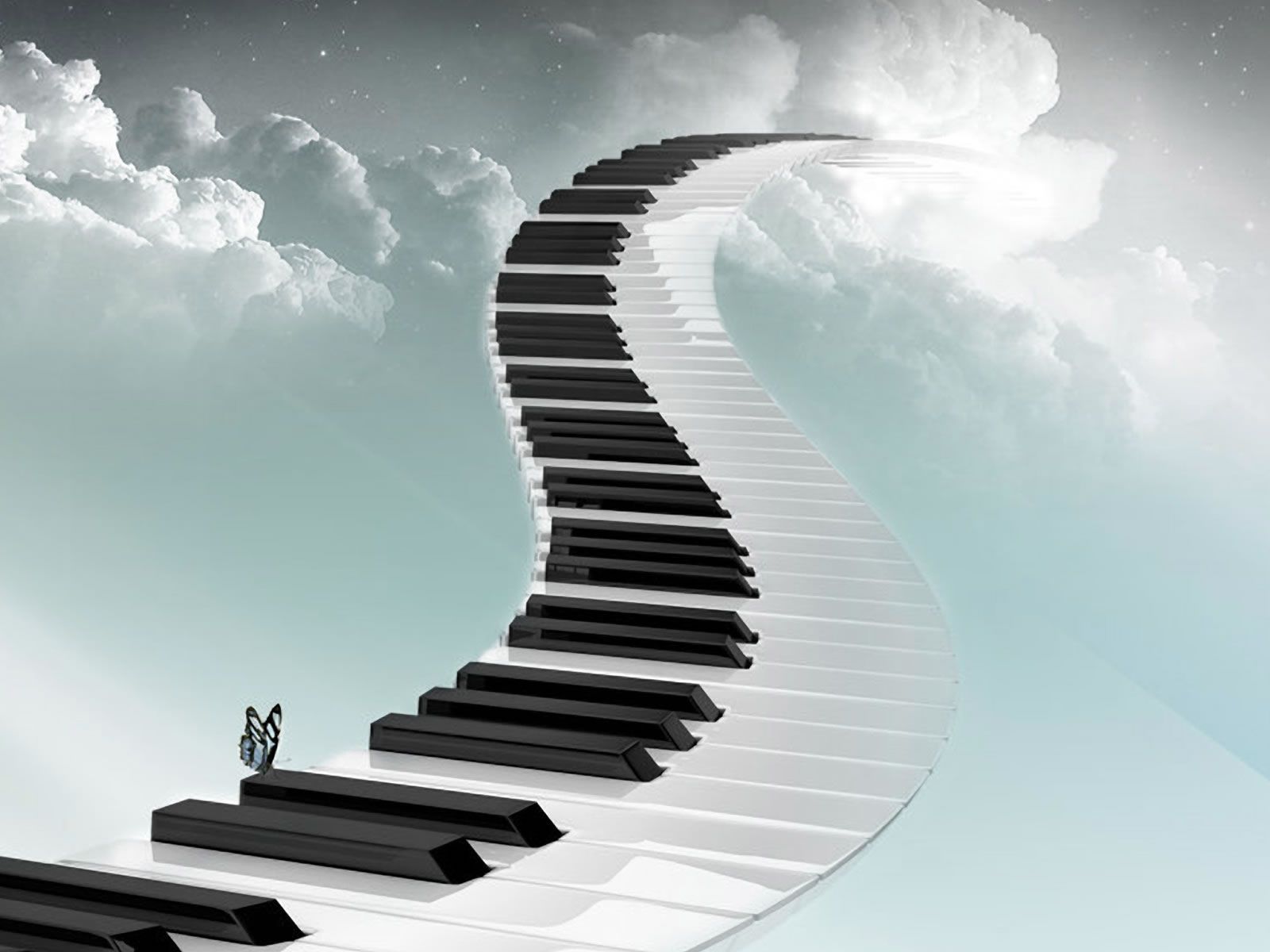 Scala di tasti pianoforte tra nuvole, 1600x1200 900p, MacBook Air