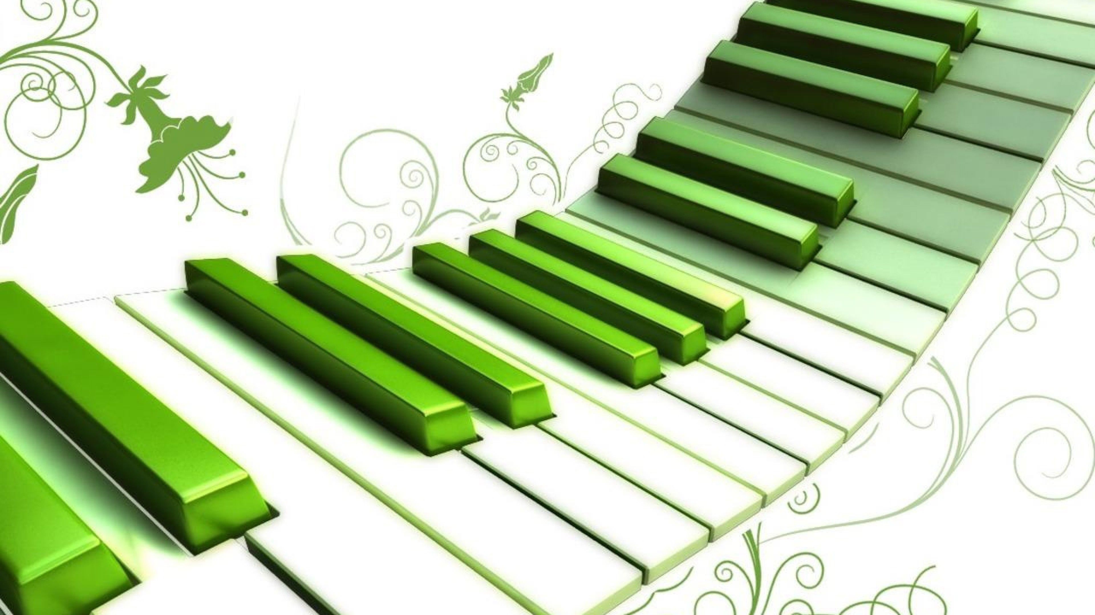 Tasti pianoforte verdi ondulati, 3840x2160 Ultra HD, Monitor 4K