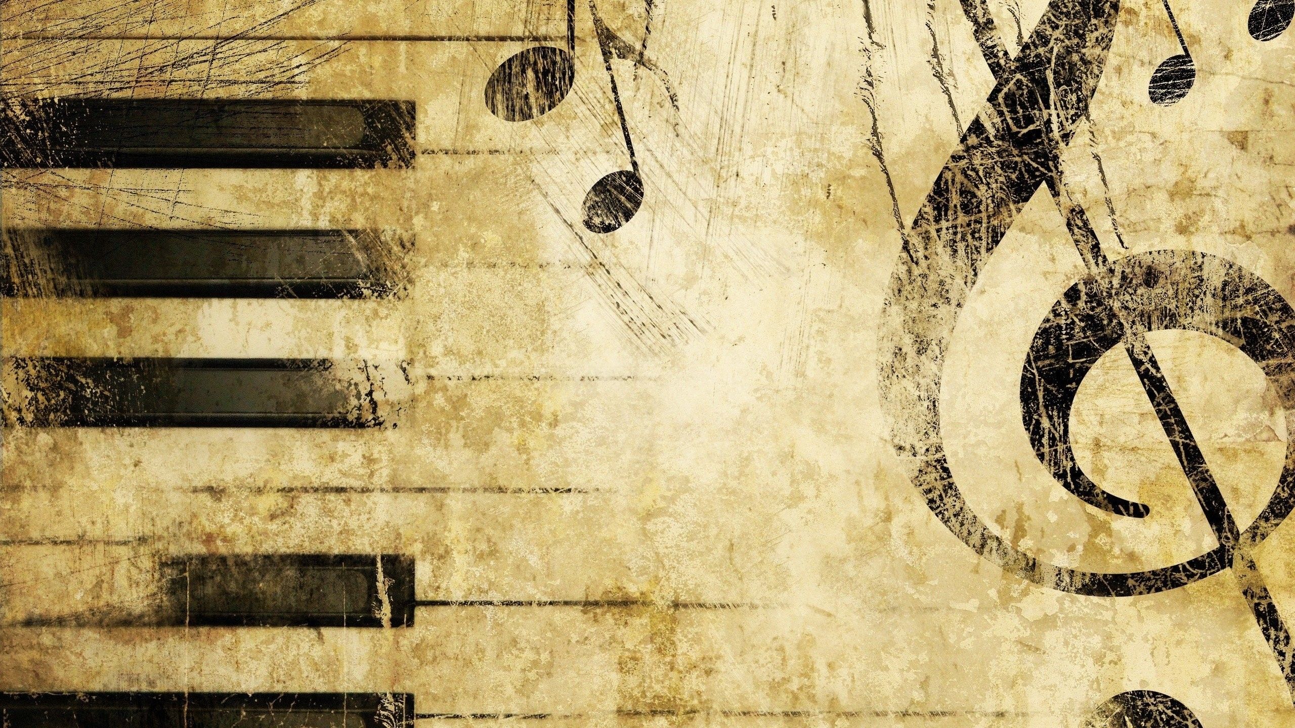 Tasti pianoforte e note musicali vintage, 2560x1440 2K, Desktop