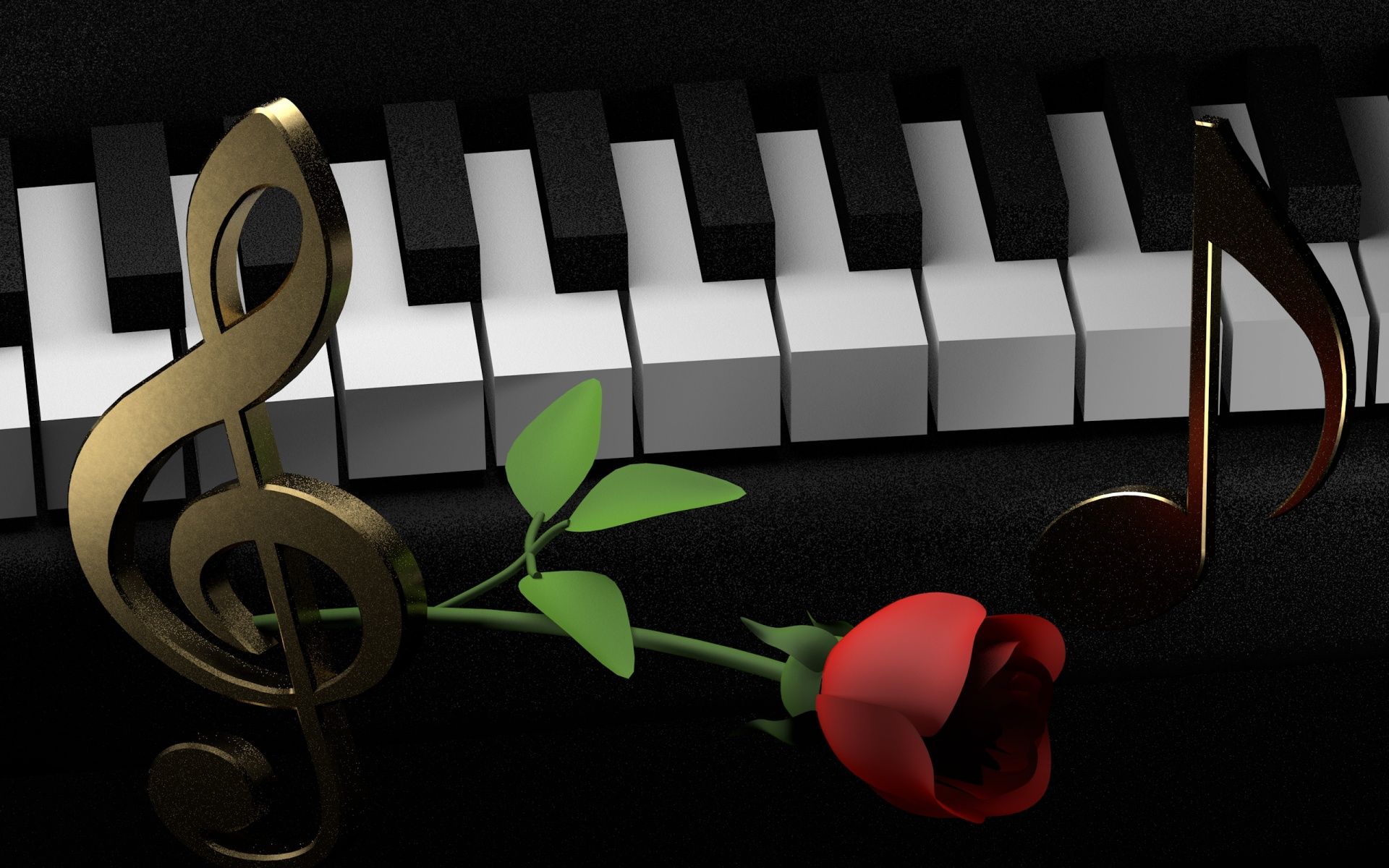 Note musicali dorate e rosa rossa, 1920x1200 WUXGA, Laptop