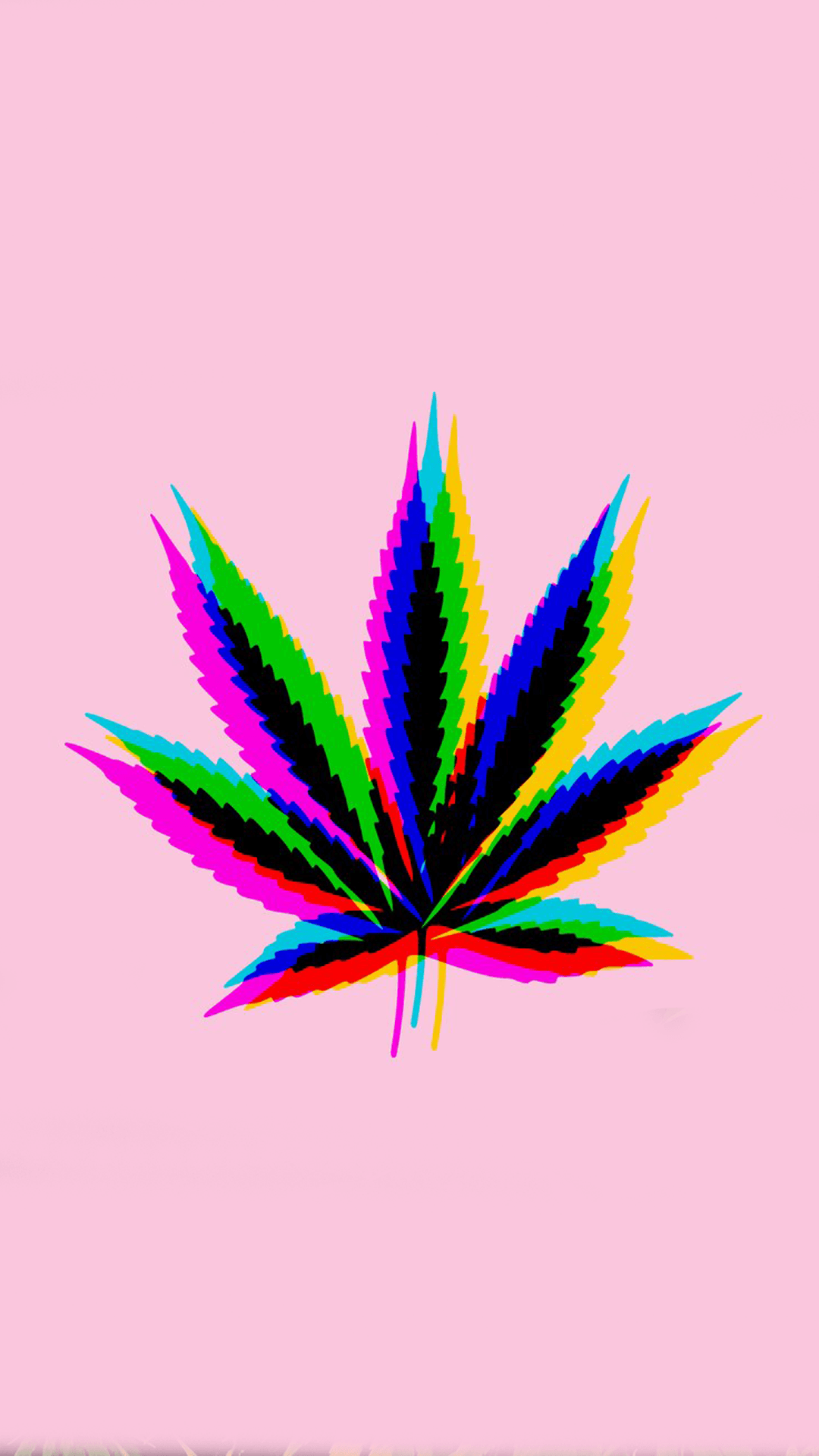 Foglia di cannabis multicolore, 1080x1920 Verticale, Telefono