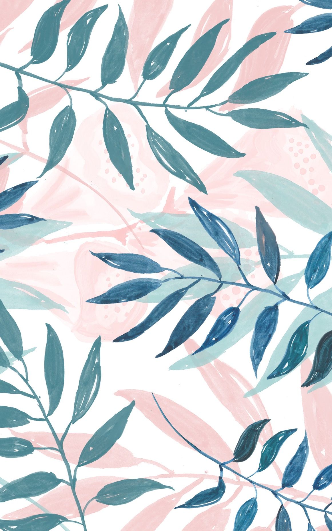 Foglie rosa e blu pattern, 1161x1856 Full HD Verticale, iPhone