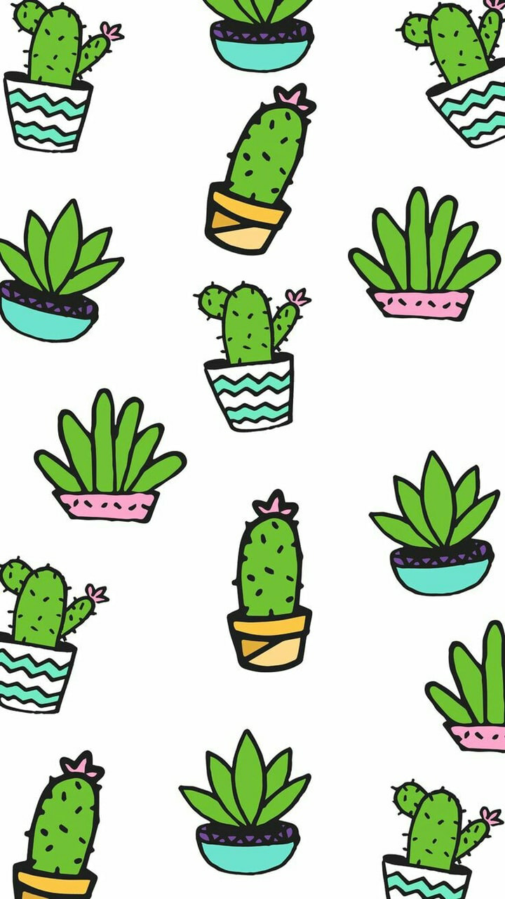 Cactus e piante grasse illustrati, 720x1280 Full HD Verticale, Smartphone