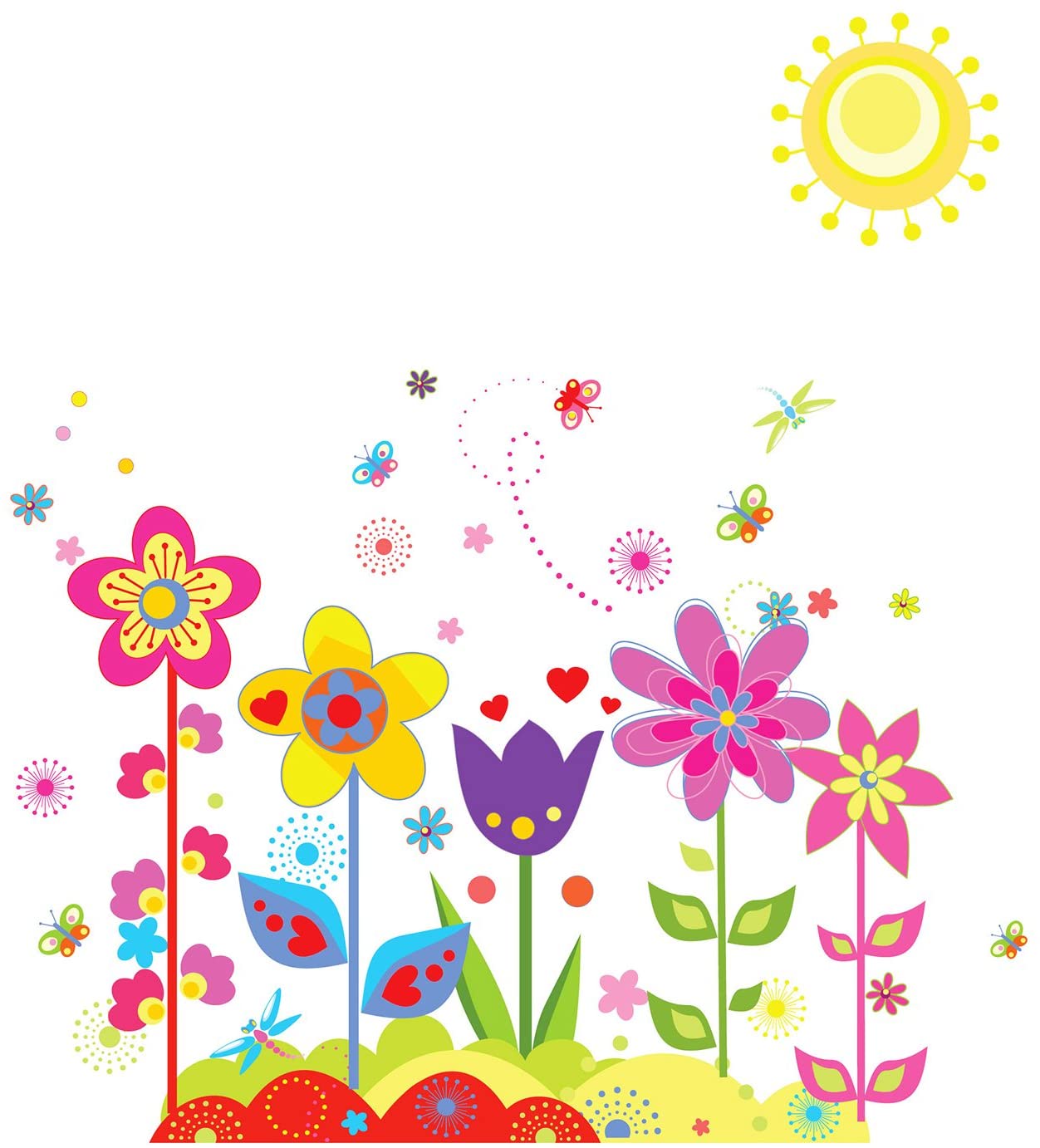 Fiori colorati cartone animato, 1252x1382 Full HD Verticale, Smartphone